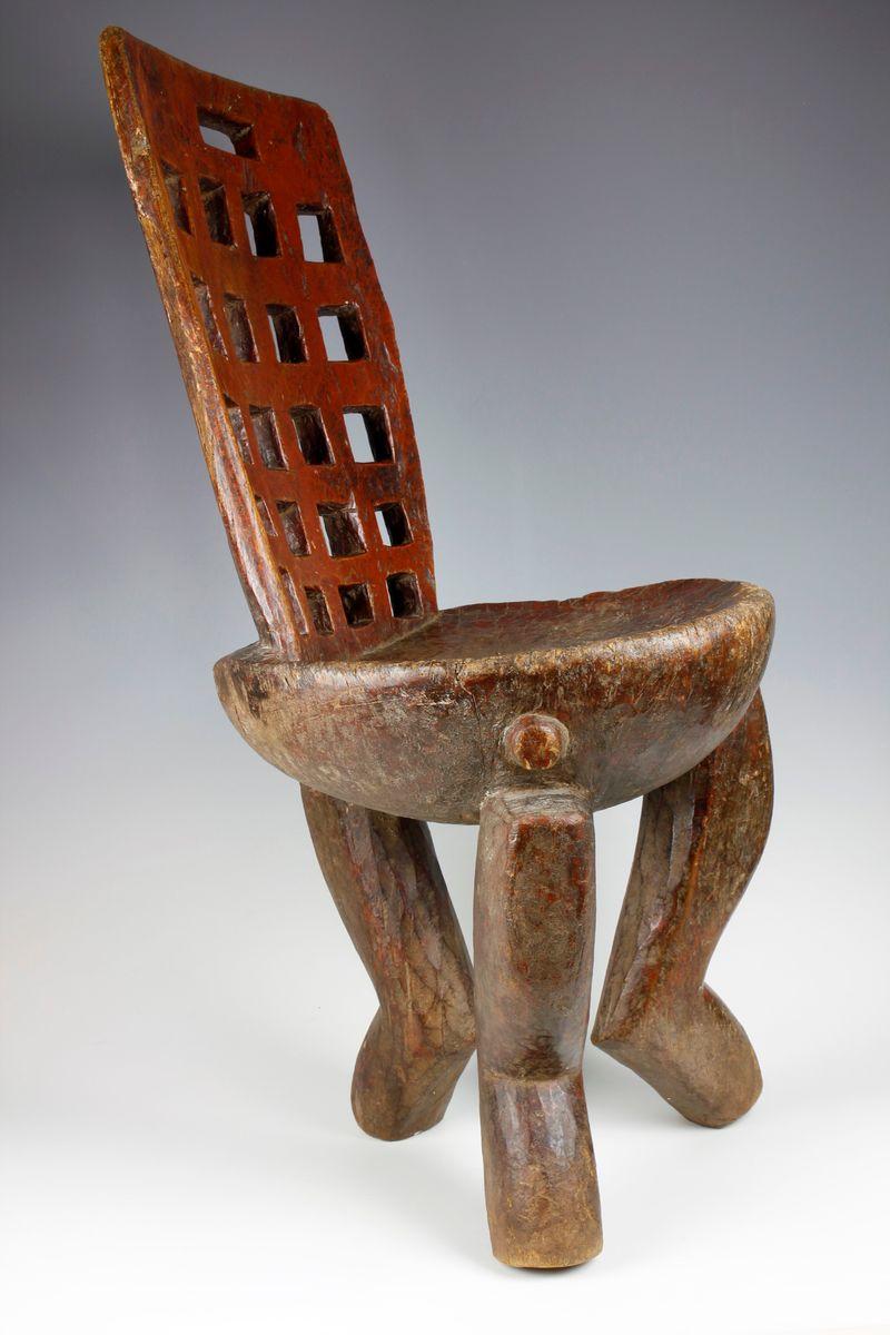 Carved Rare 19th Century High-Backed Ethiopian Chair With Wonderful 'Dancing' Form For Sale