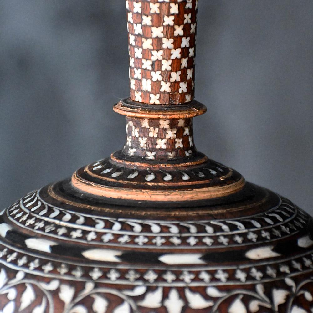 Hand-Carved Rare 19th Century Hoshiarpur Hand Crafted Vessel For Sale
