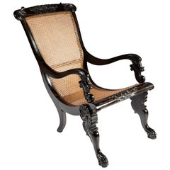 Rare 19th Century Indian Ebony Armchair