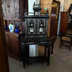 Rare 19th Century Italian Bone Inlay Ebonized Cabinet