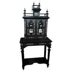 Rare 19th Century Italian Bone Inlay Ebonized Cabinet