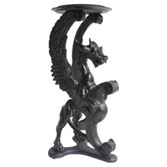 Rare 19th century Italian Gothic Revival Dragon side table / pedestal wood