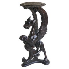 Rare 19th century Italian Gothic Revival Dragon side table / pedestal wood