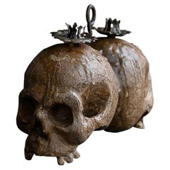 Antique Rare 19th Century Italian Hand Carved Memento Mori Hanging Candle Holder