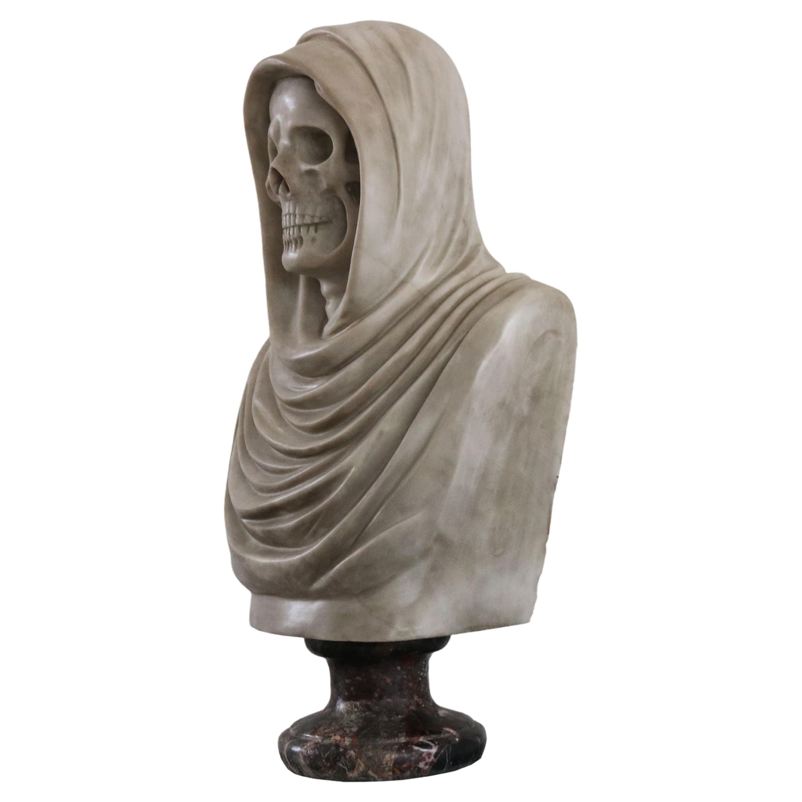 Rare 19th Century Italian Memento Mori Bust / Sculpture Carrara Marble Vanitas