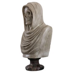 Rare buste/sculpture italienne Memento Mori du 19ème siècle en marbre de Carrare