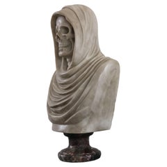 Vintage Rare 19th Century Italian Memento Mori Bust / Sculpture Carrara Marble Vanitas