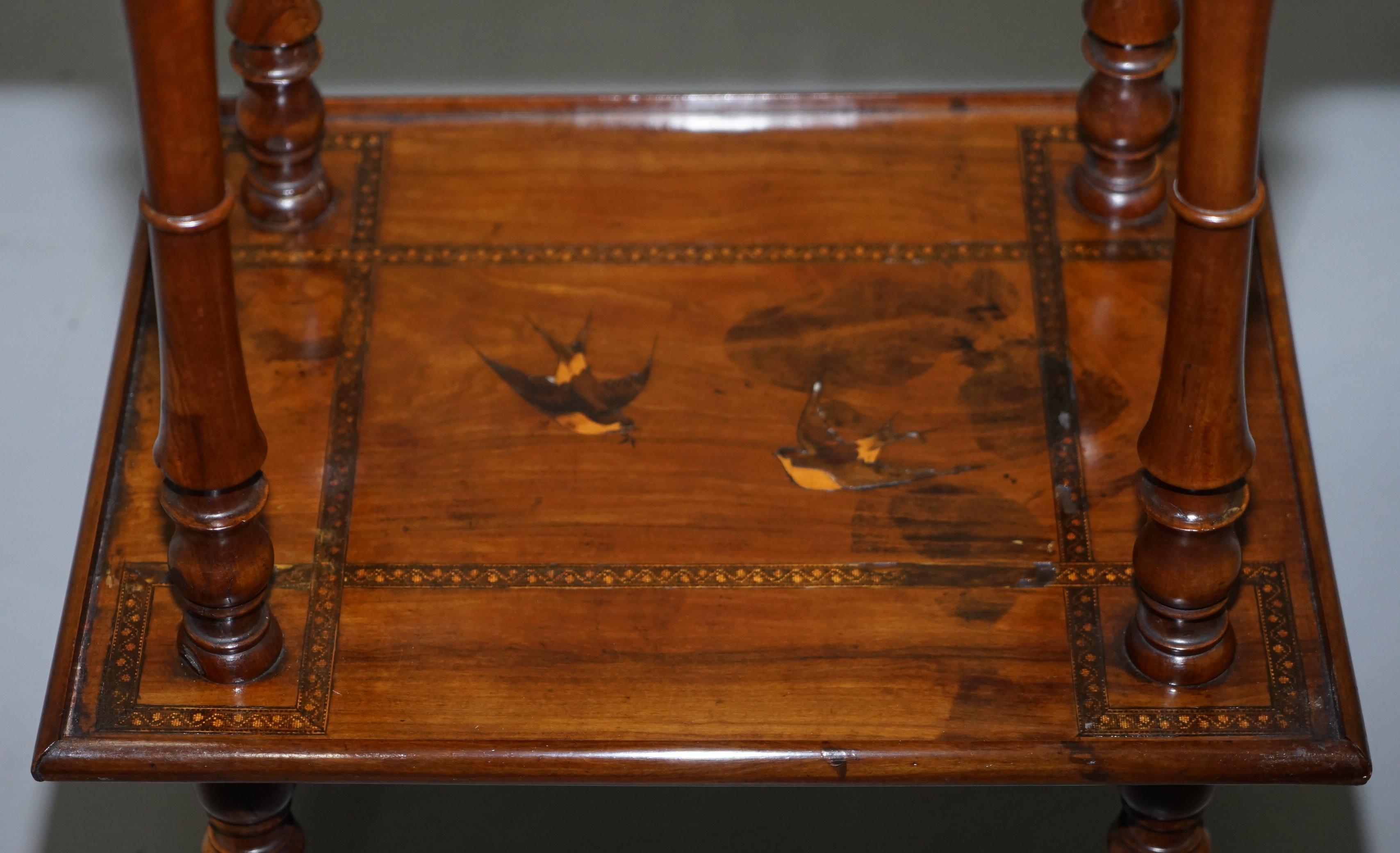 Rare 19th Century Italian Side Lamp Table Marquetry Inlaid Dancers to the Top For Sale 2