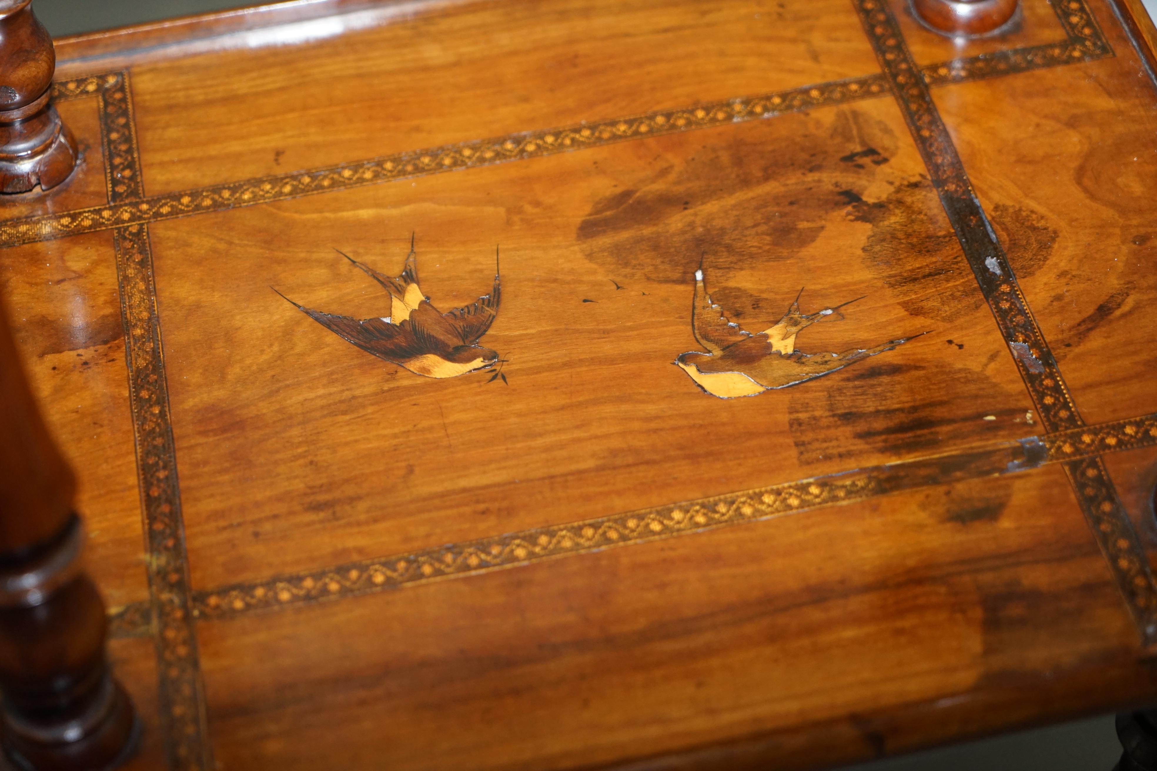 Rare 19th Century Italian Side Lamp Table Marquetry Inlaid Dancers to the Top For Sale 3