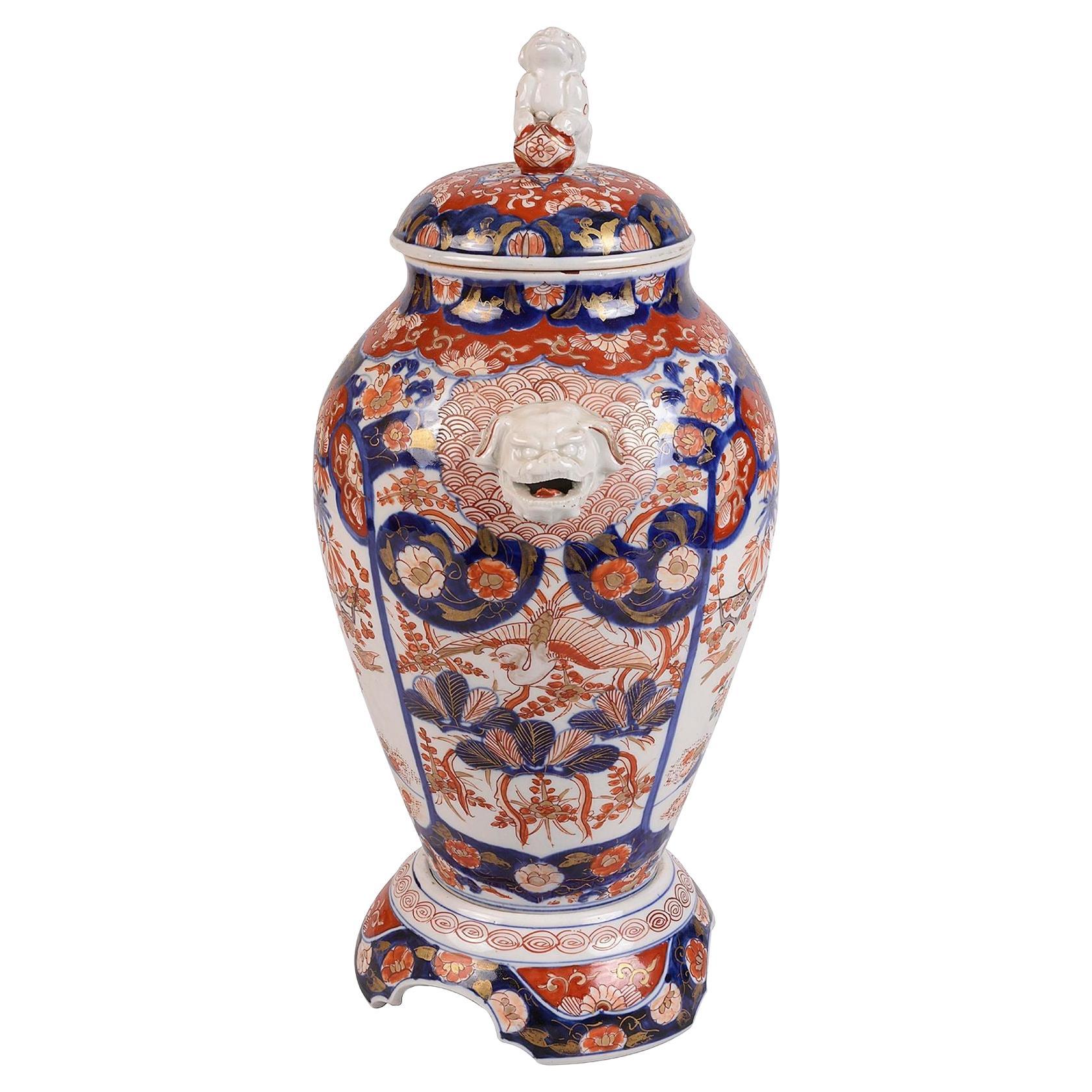 Rare 19th Century Japanese Imari Lidded Vase For Sale