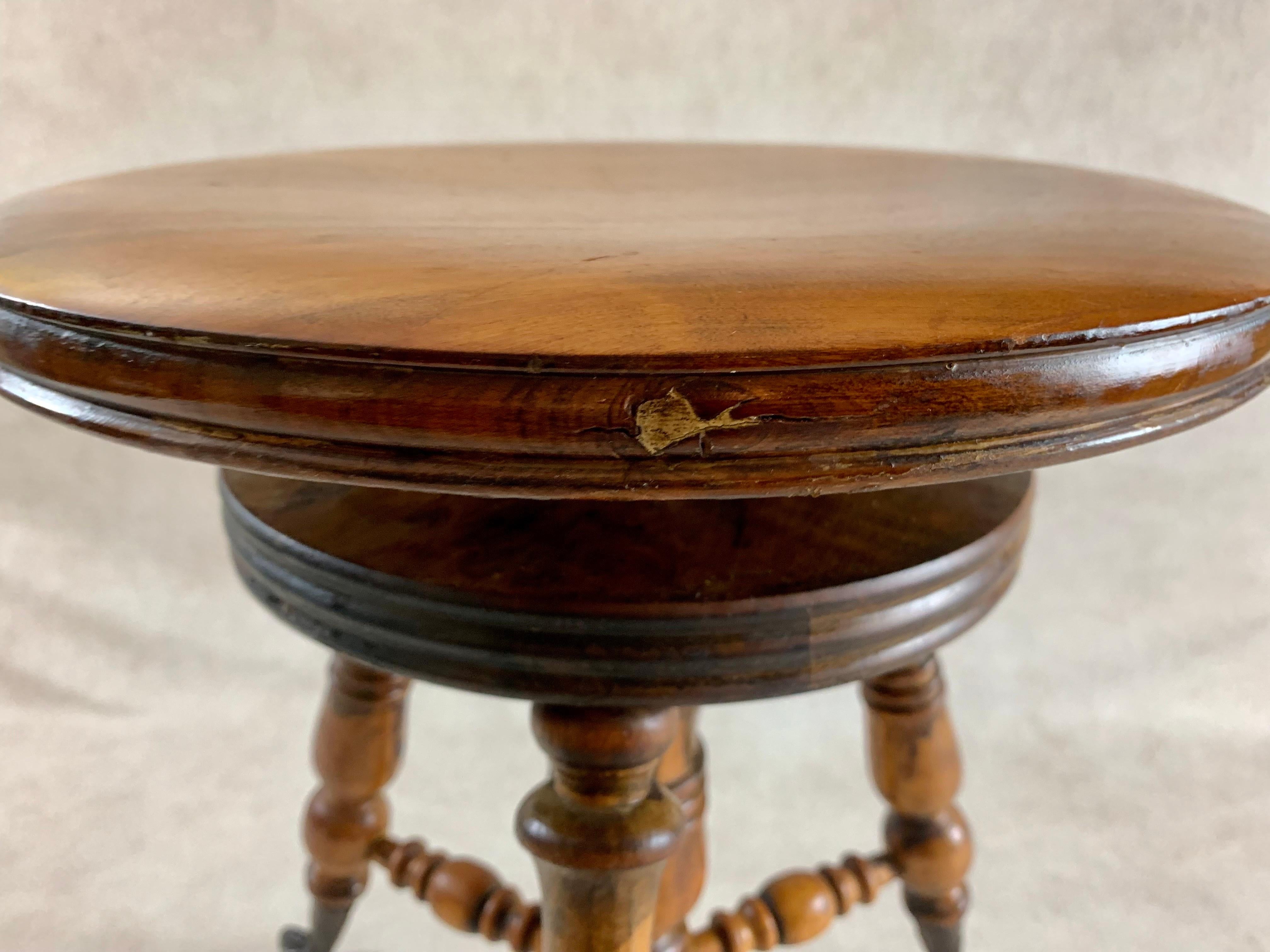 Victorien tardif Rare tabouret de piano victorien John Gerts du 19ème siècle en vente