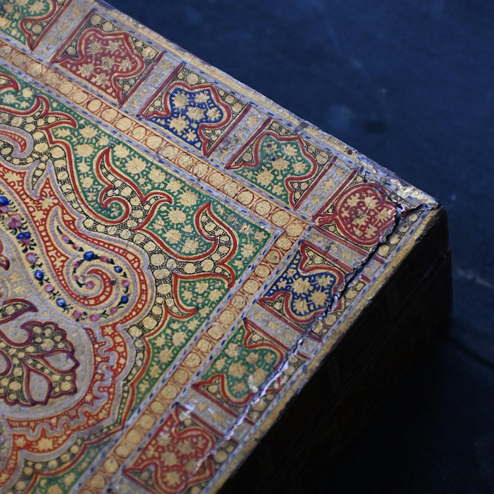 Late 19th Century Rare 19th Century Kashmir Hand Painted Inkwell and Boxes Set For Sale