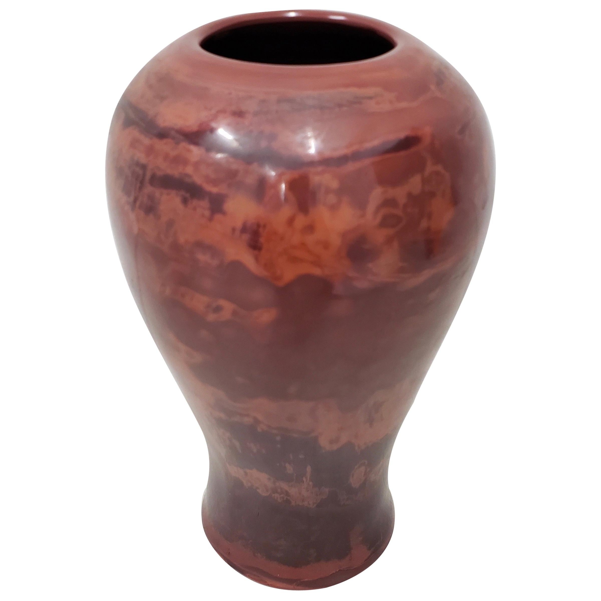 Rare 19th Century Large Chinese Realgar Peking Glass Meiping Vase
