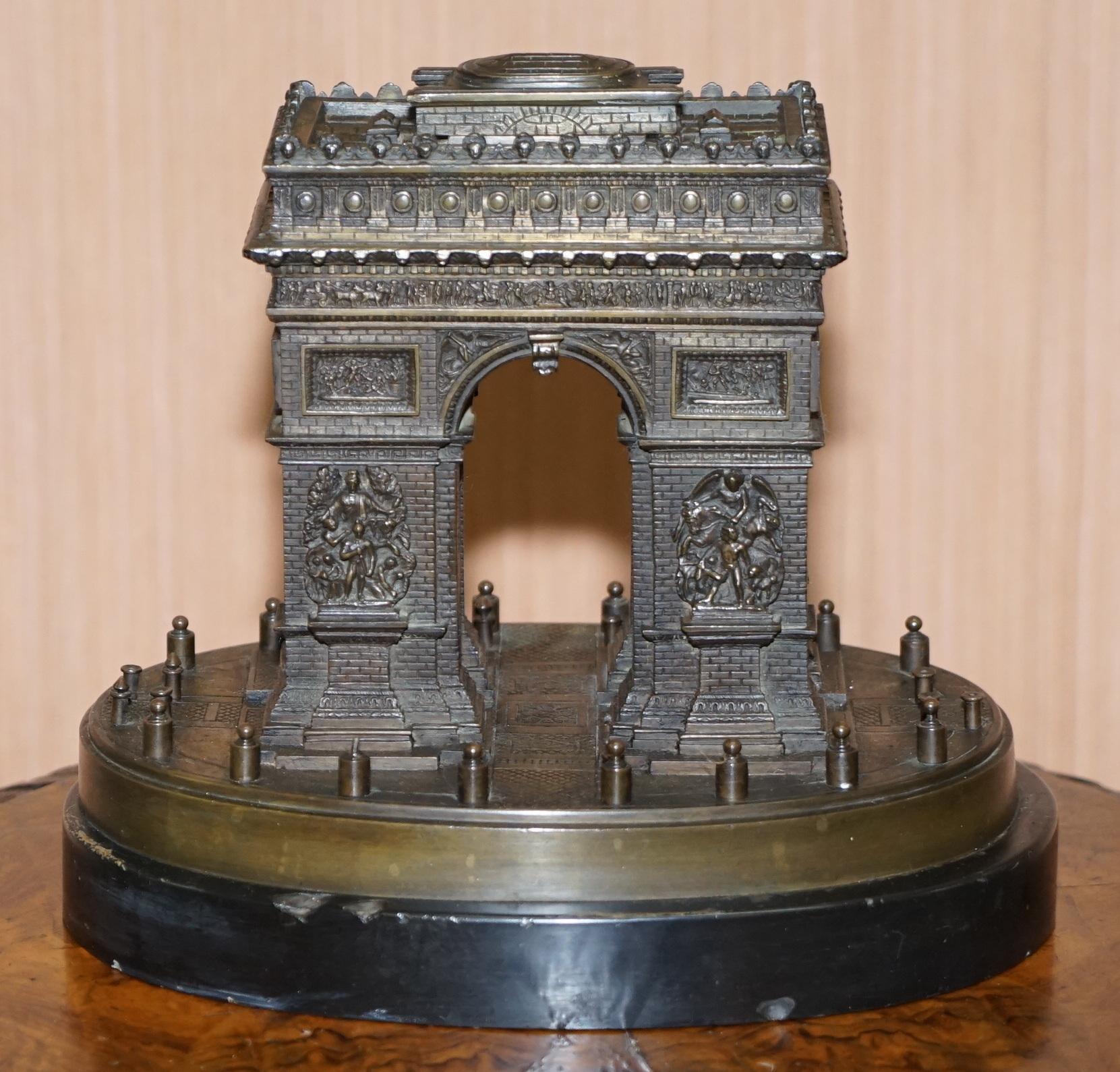 Rare 19th Century Leblanc Freres Grand Tour Bronze Statue of the Arc De Triomph For Sale 12