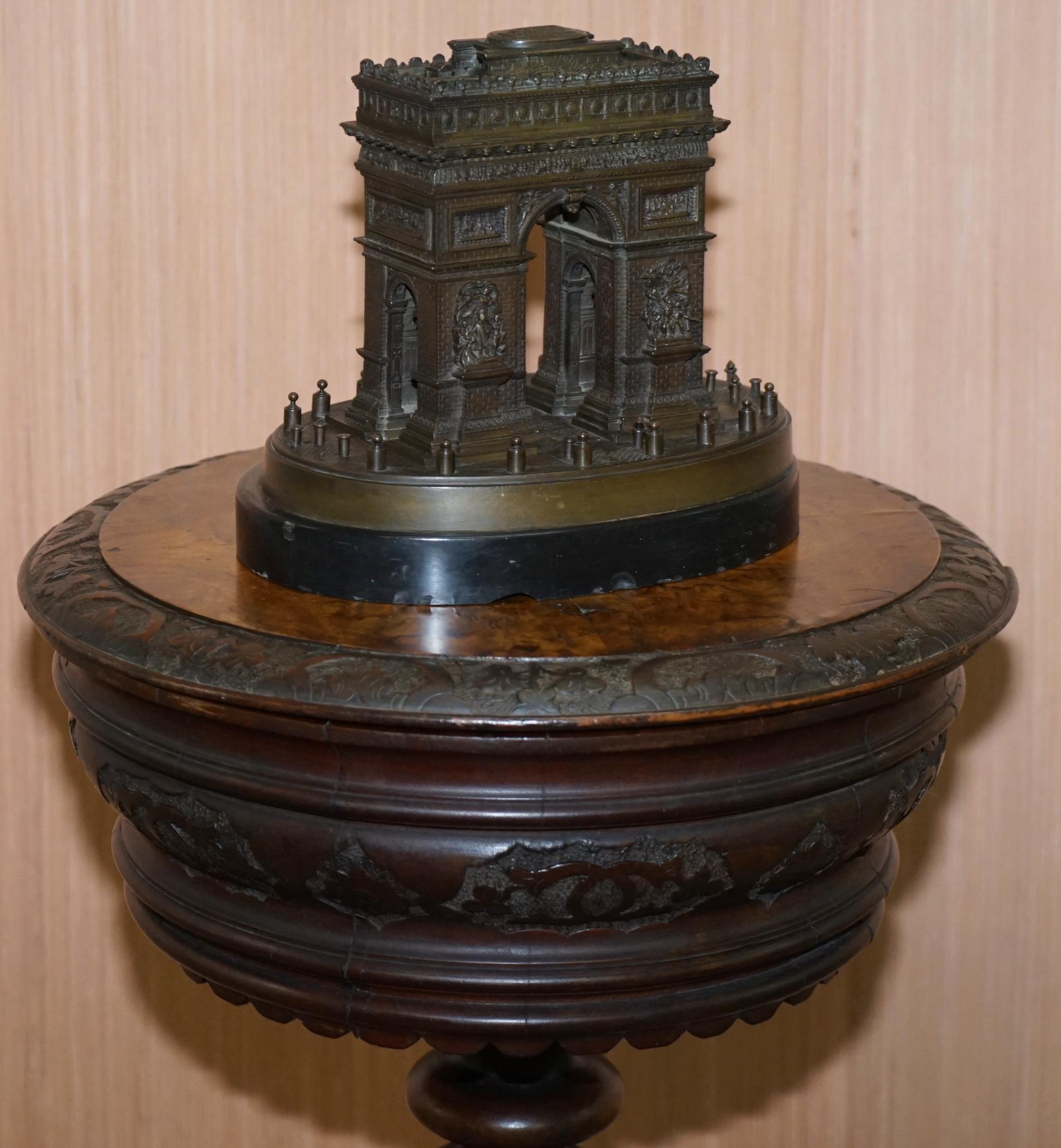 We are delighted to offer for sale this stunning and very rare early 19th century solid bronze with marble base Grand Tour model of the Arc De Triomph by the world renown French company of LeBlanc Freres

This piece is fully stamped, three times