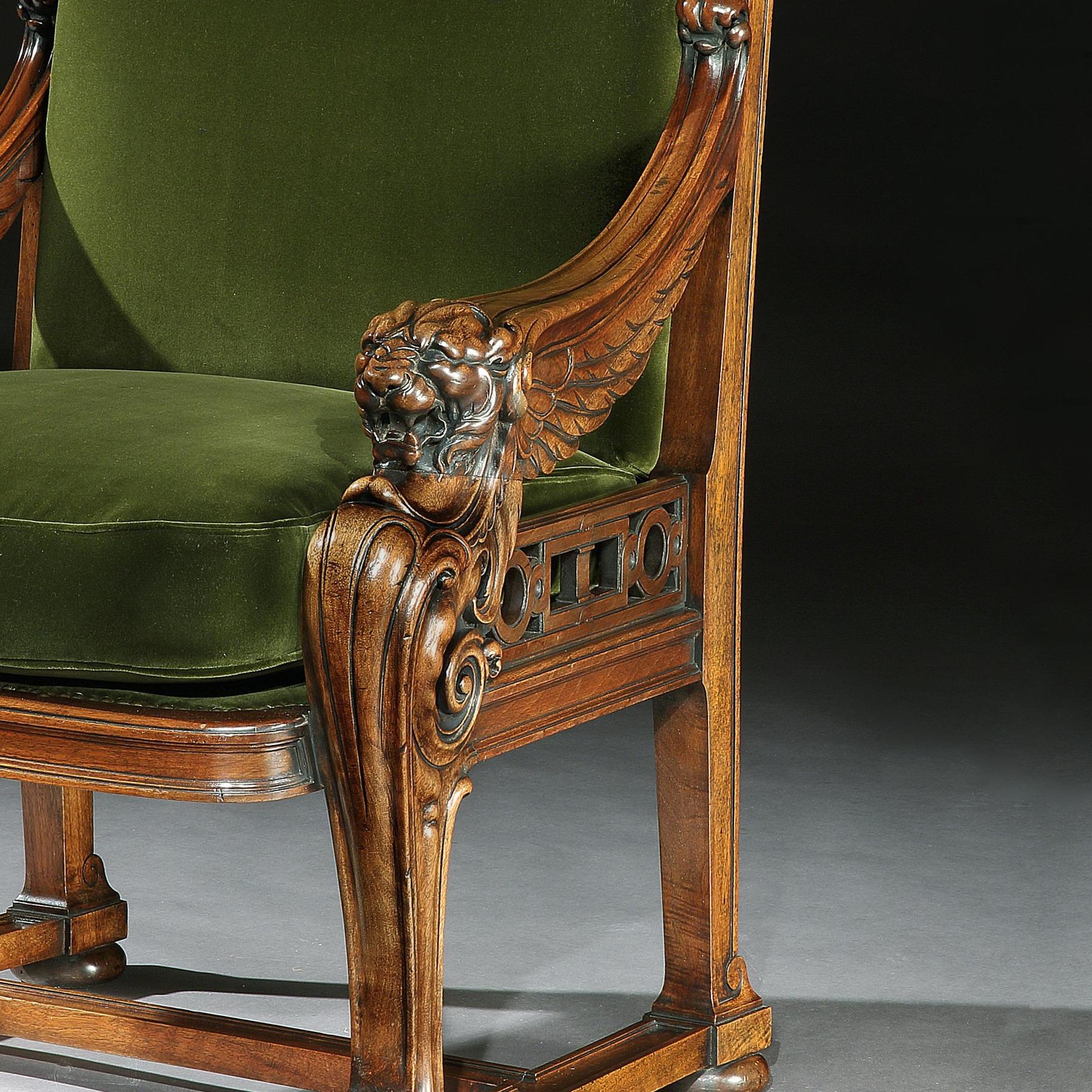 Seltener Löwen-Monogramm-Sessel aus dem 19. Jahrhundert nach Thomas Hope (Regency) im Angebot