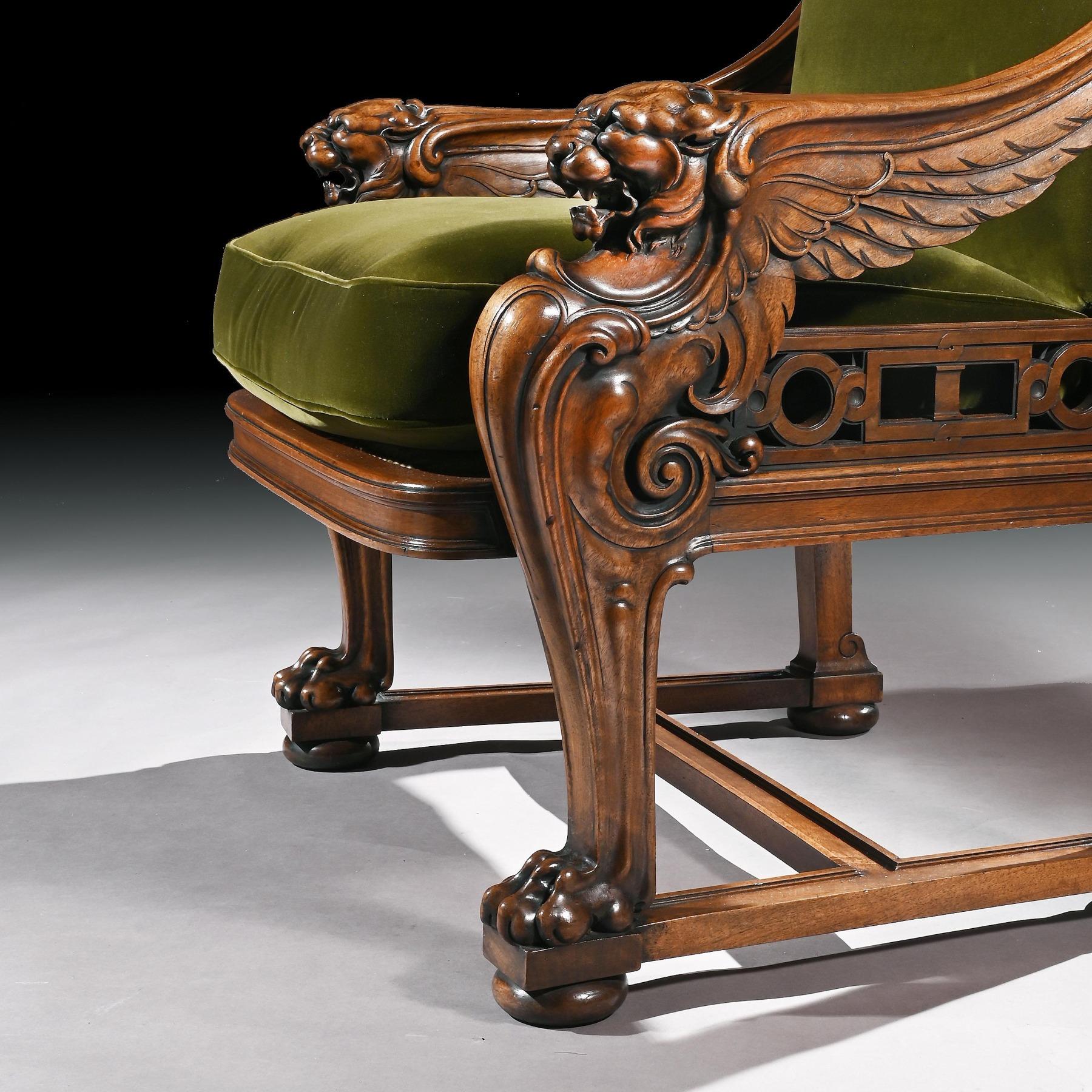Regency Rare fauteuil Monopodia du 19ème siècle en forme de lion d'après Thomas Hope en vente