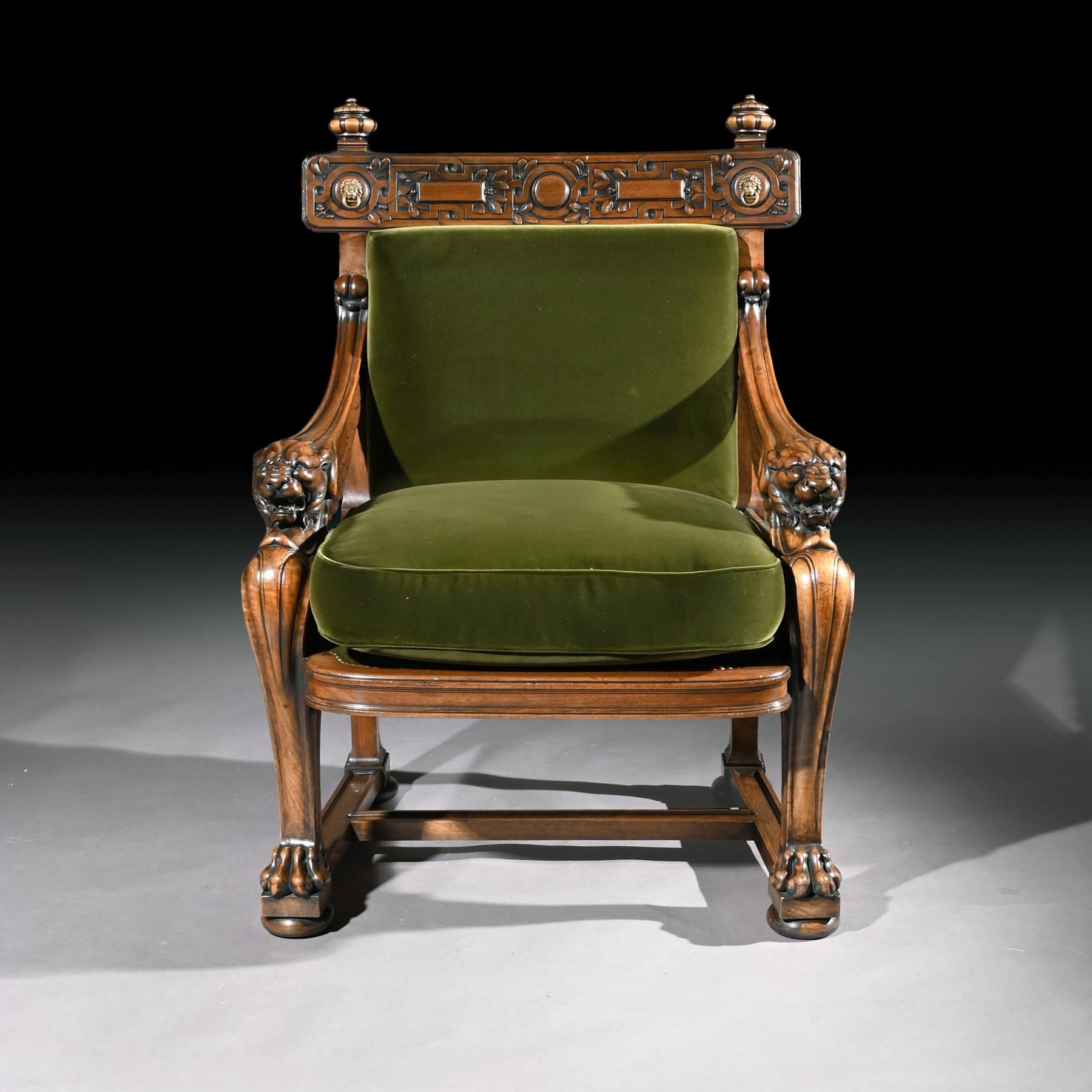 Anglais Rare fauteuil Monopodia du 19ème siècle en forme de lion d'après Thomas Hope en vente