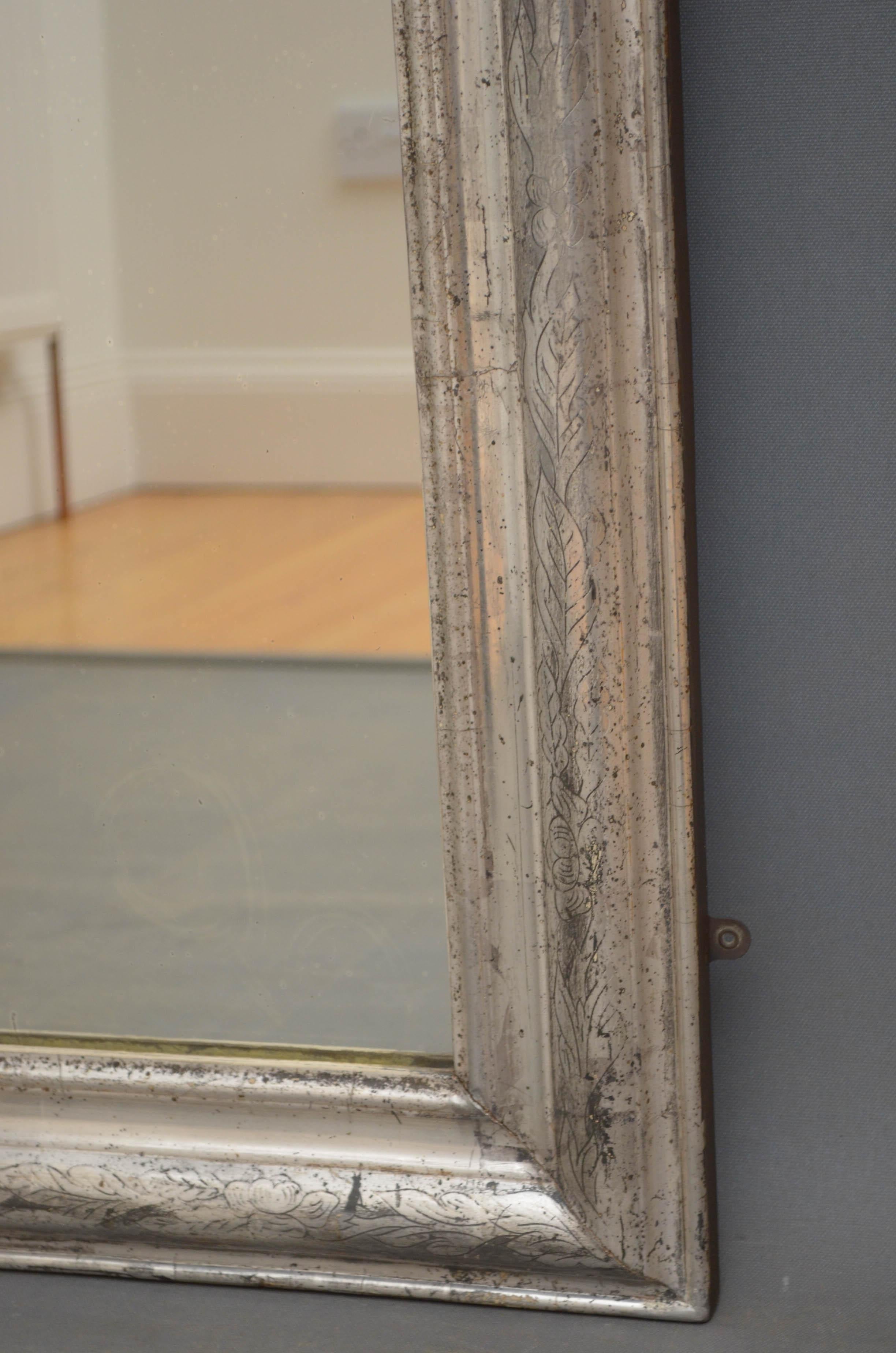 Rare 19th Century Louis Philippe Silver Gilt Wall Mirror 1