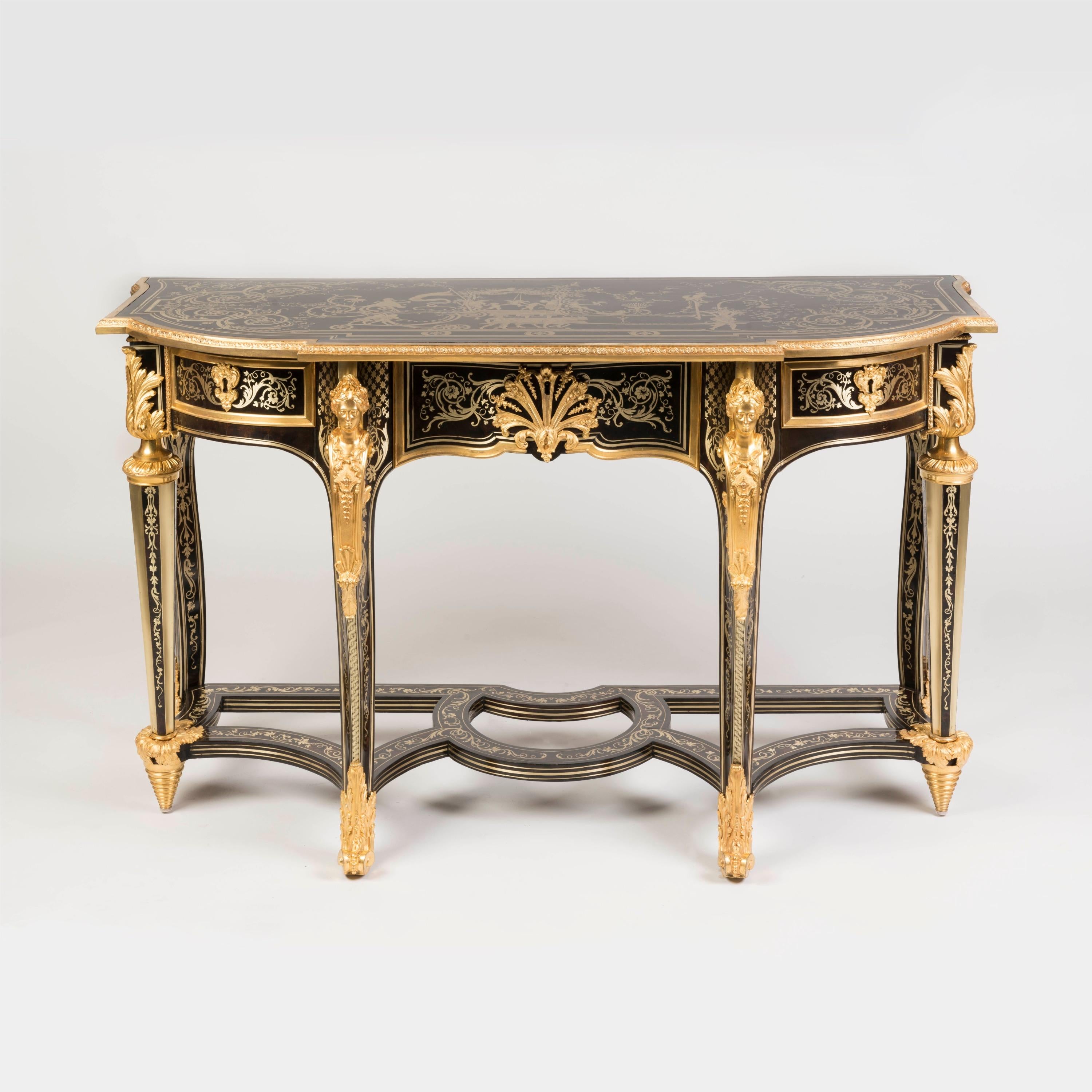 French Rare 19th Century Louis XIV Style 'Boulle' Marquetry Console Table For Sale
