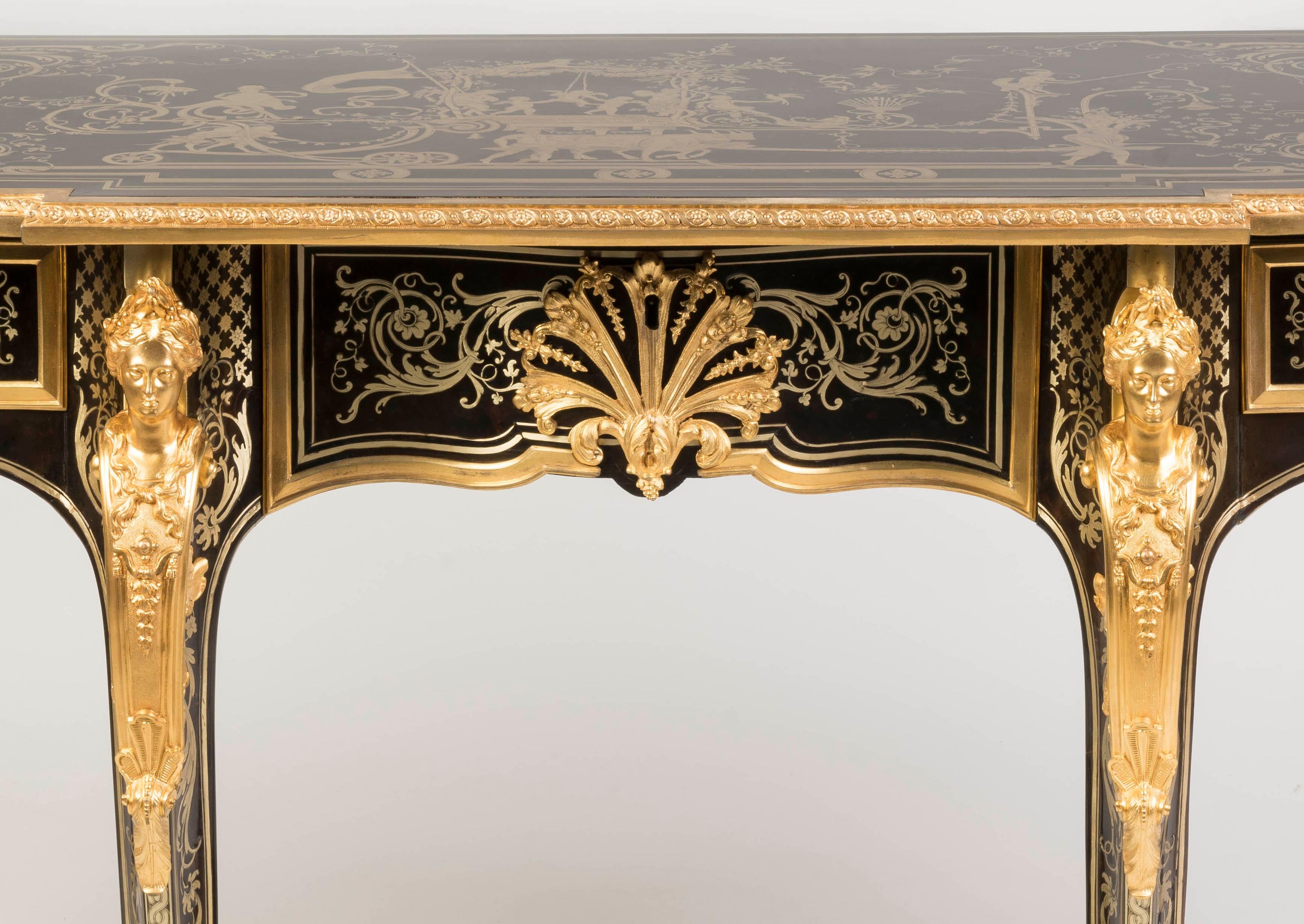 Rare 19th Century Louis XIV Style 'Boulle' Marquetry Console Table For Sale 1