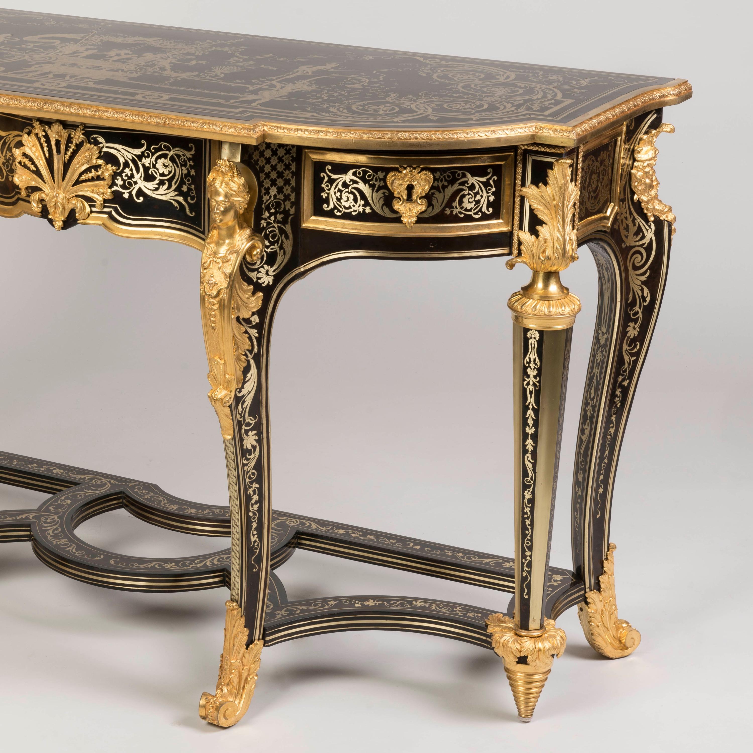 Rare 19th Century Louis XIV Style 'Boulle' Marquetry Console Table For Sale 2