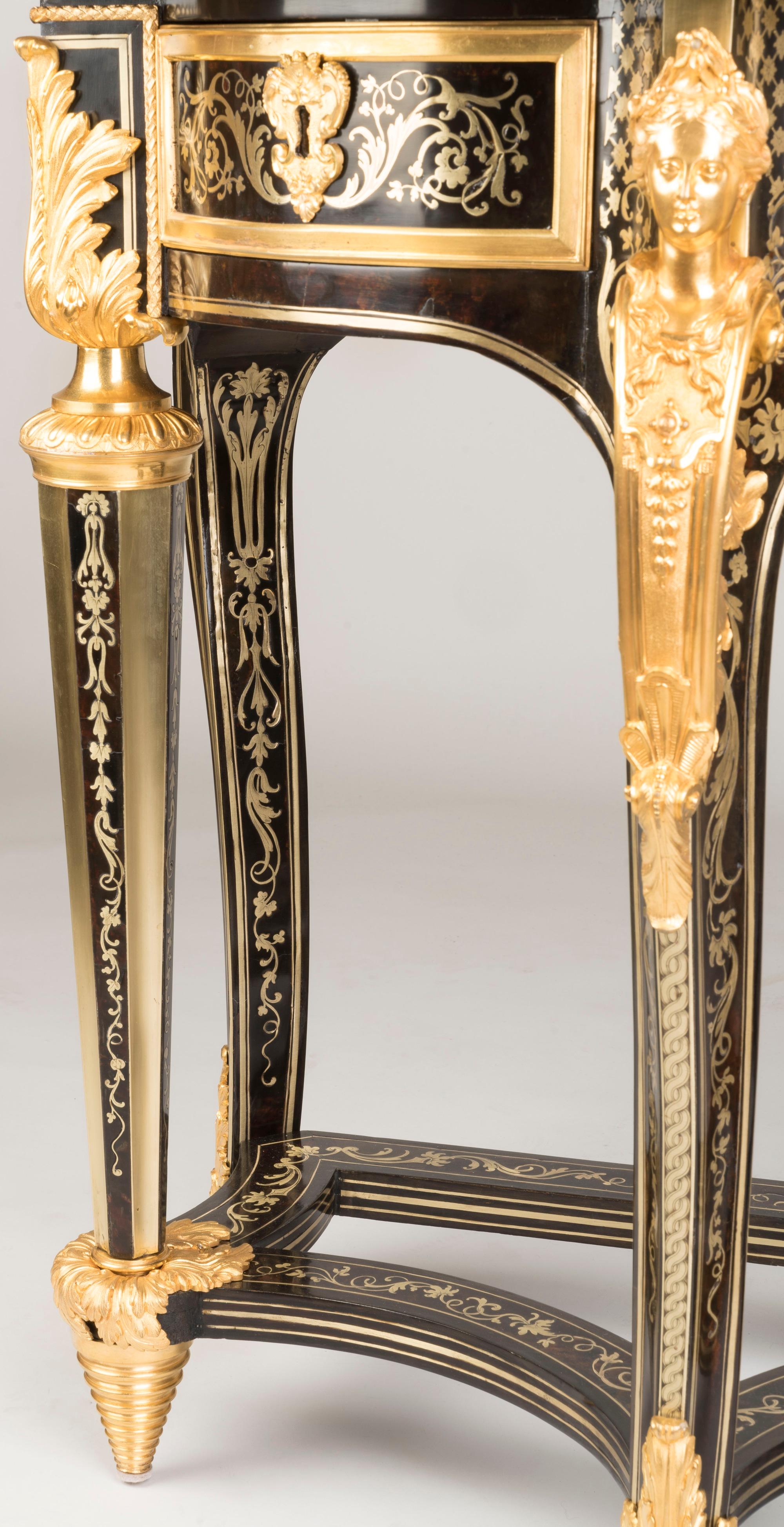 Rare 19th Century Louis XIV Style 'Boulle' Marquetry Console Table For Sale 4