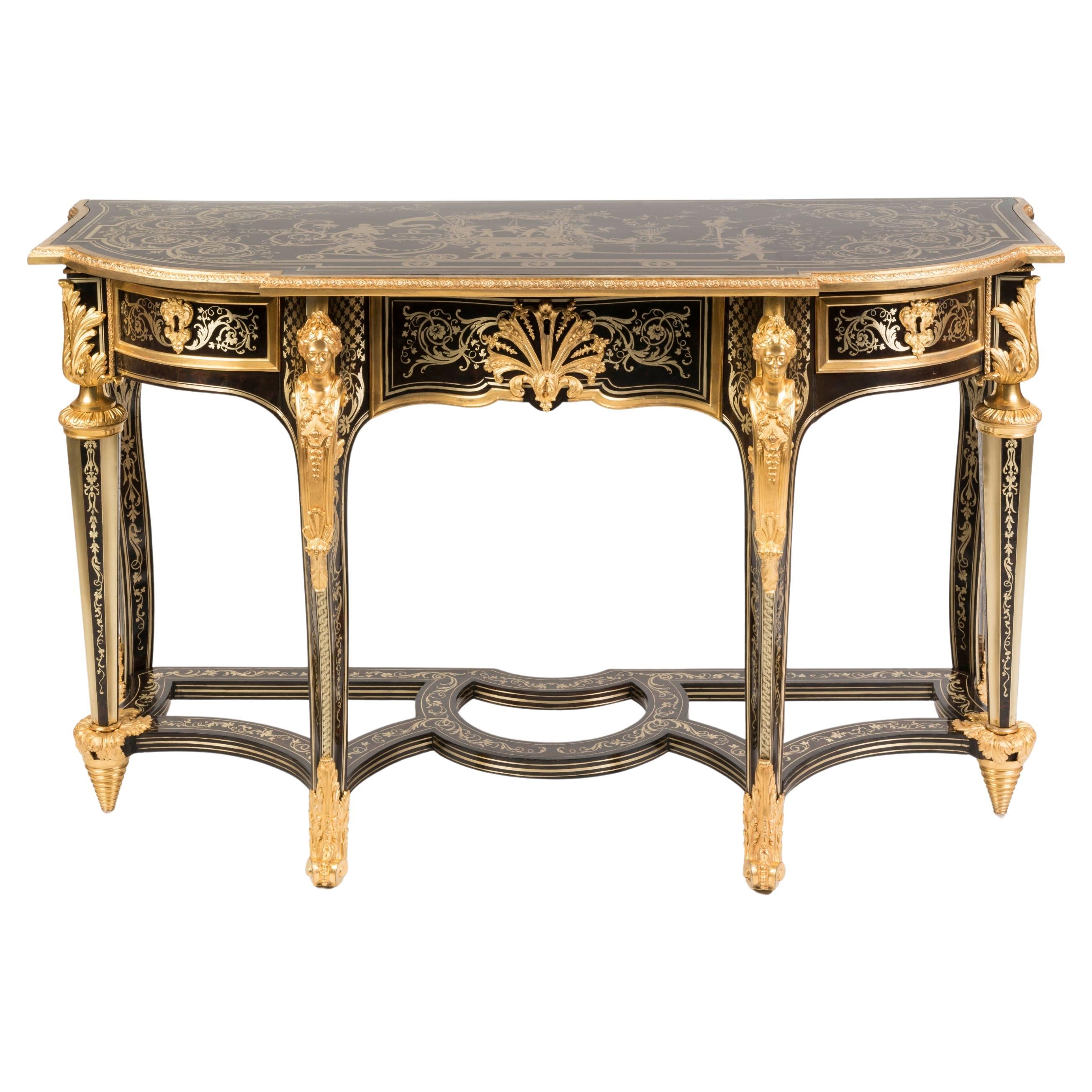Rare 19th Century Louis XIV Style 'Boulle' Marquetry Console Table
