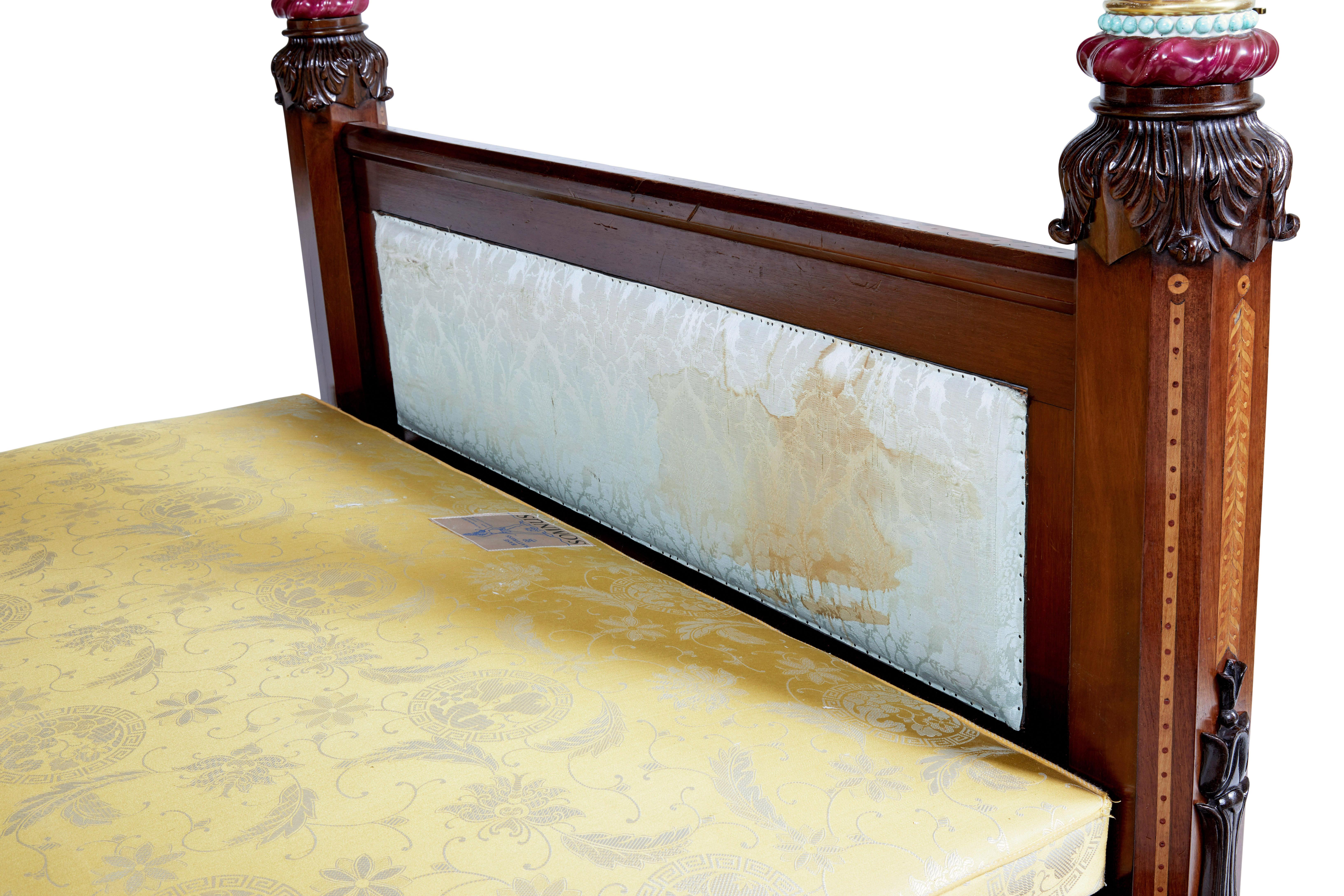 Rare 19th century mahogany and porcelain 4 poster bed For Sale 10