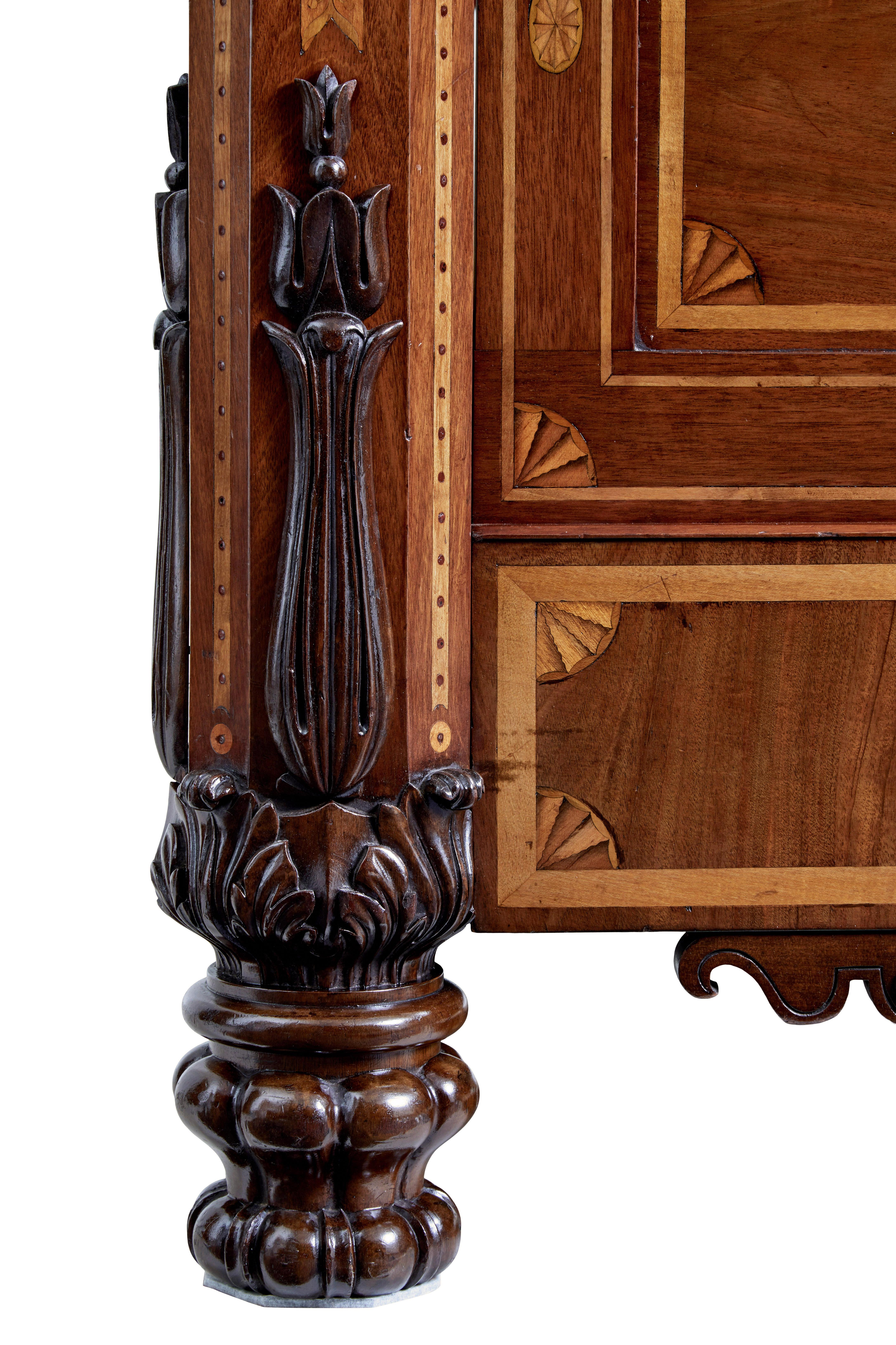 Porcelain Rare 19th century mahogany and porcelain 4 poster bed For Sale