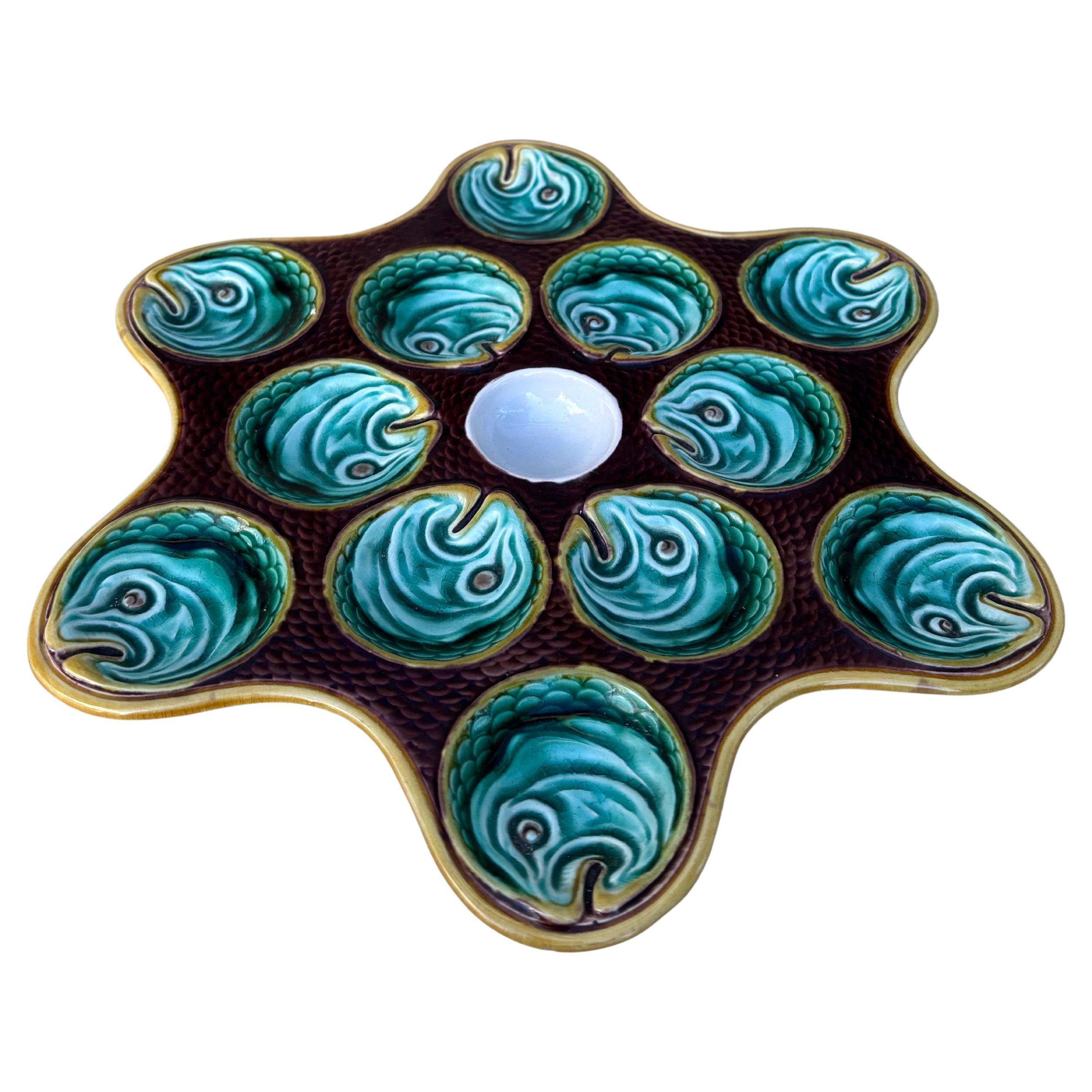Rare 19th Century Majolica Oyster Fish Heads Plate Wedgwood.