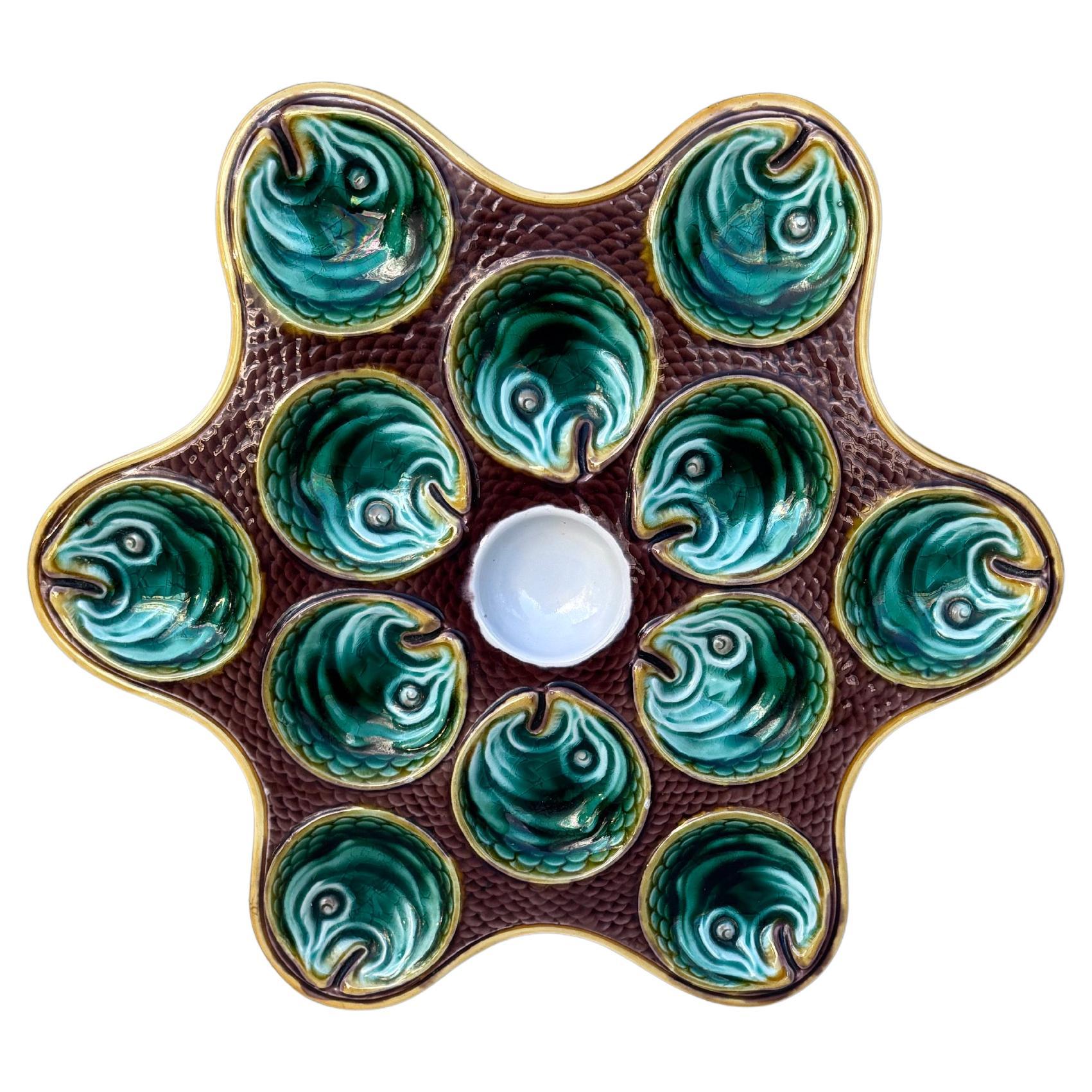Rare 19th Century Majolica Oyster Fish Heads Plate Wedgwood