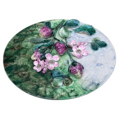Rare 19th Century Majolica Strawberries Wall Platter Longchamp