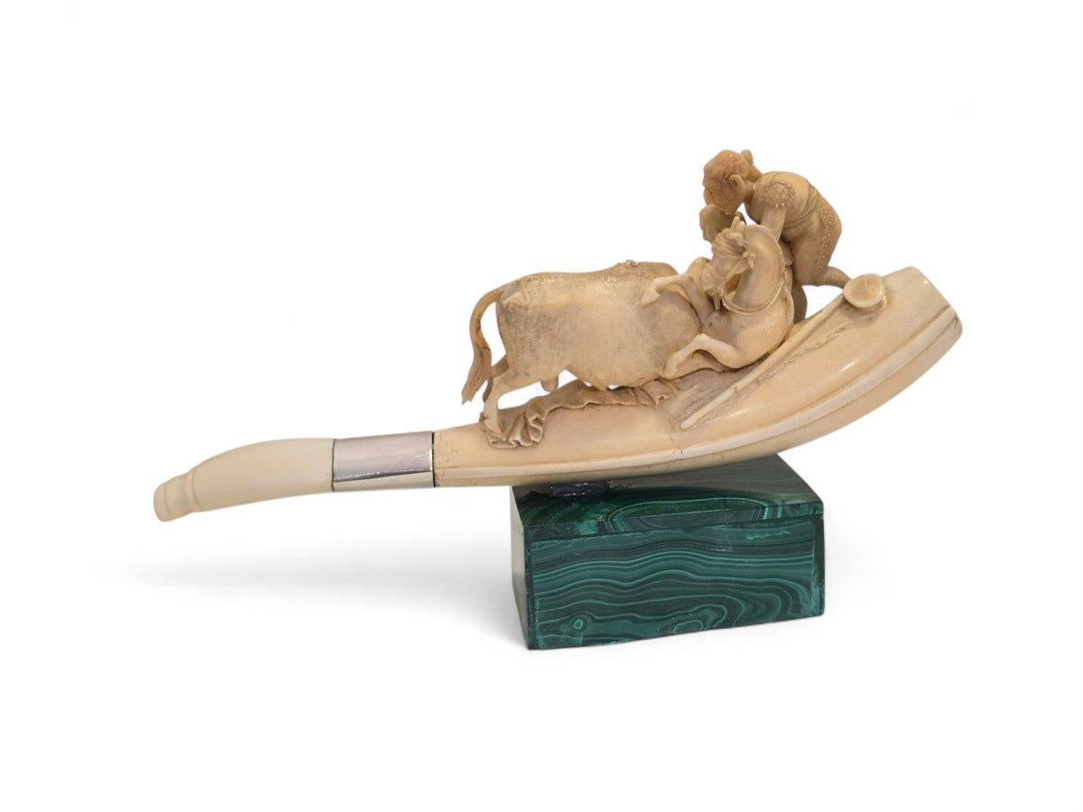 Rara pipa di Meerschaum del XIX secolo - Scena della corrida In condizioni buone in vendita a Madrid, ES