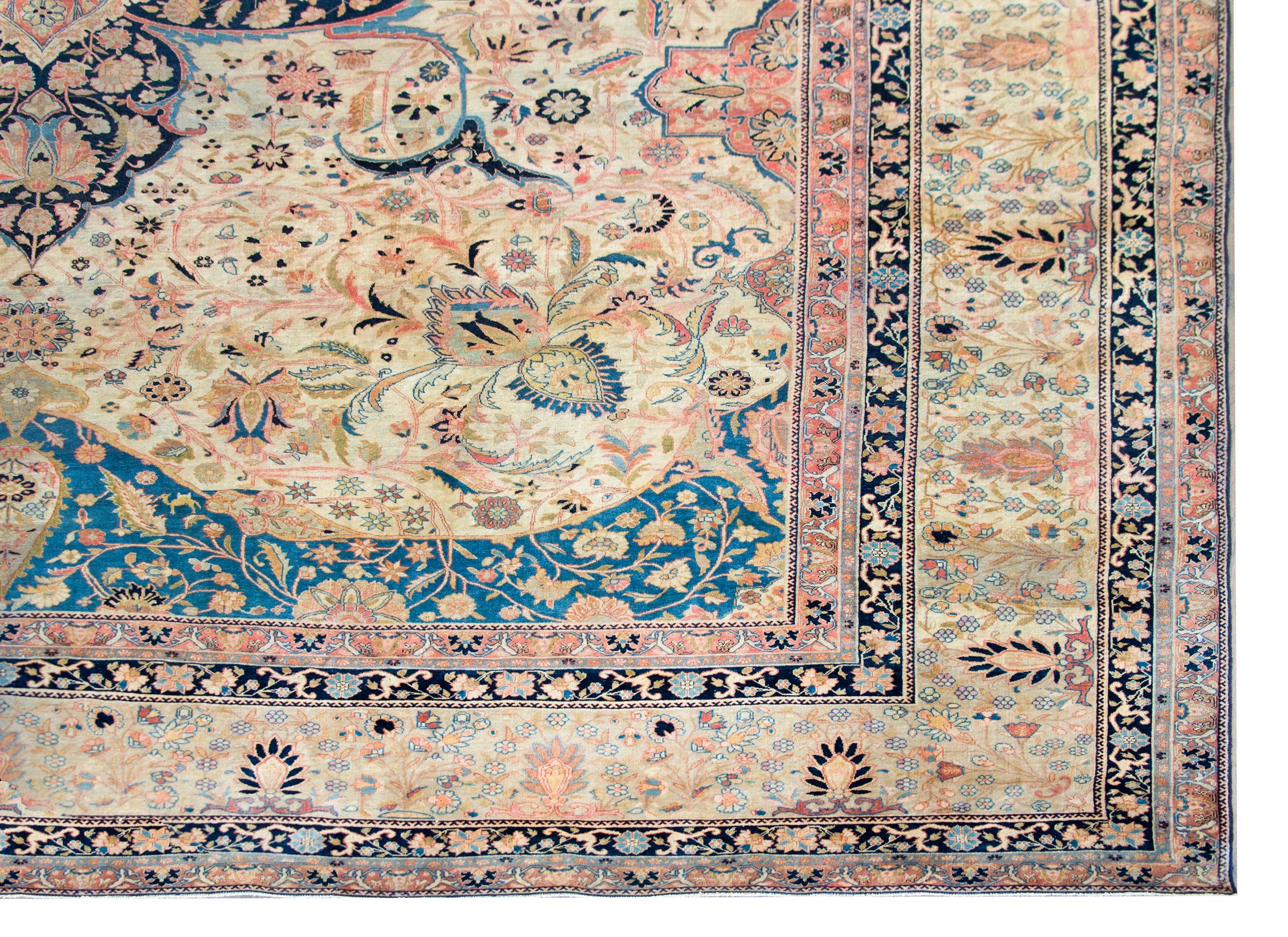 Seltener Mohtasham Kashan-Teppich aus dem 19. Jahrhundert im Angebot 5