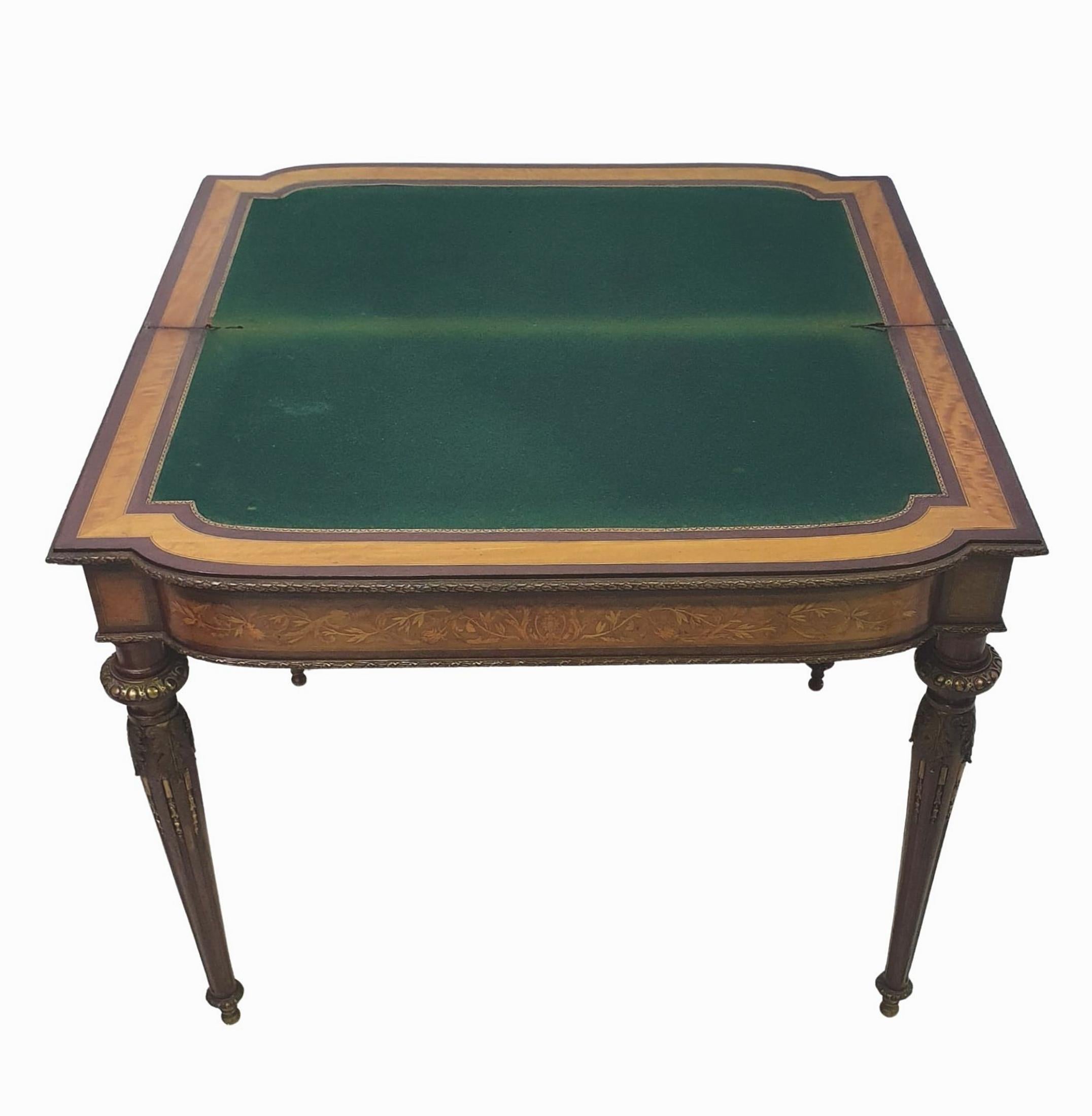 Ormolu Rare 19th Century Museum Quality Marquetry Inlaid Card Table For Sale