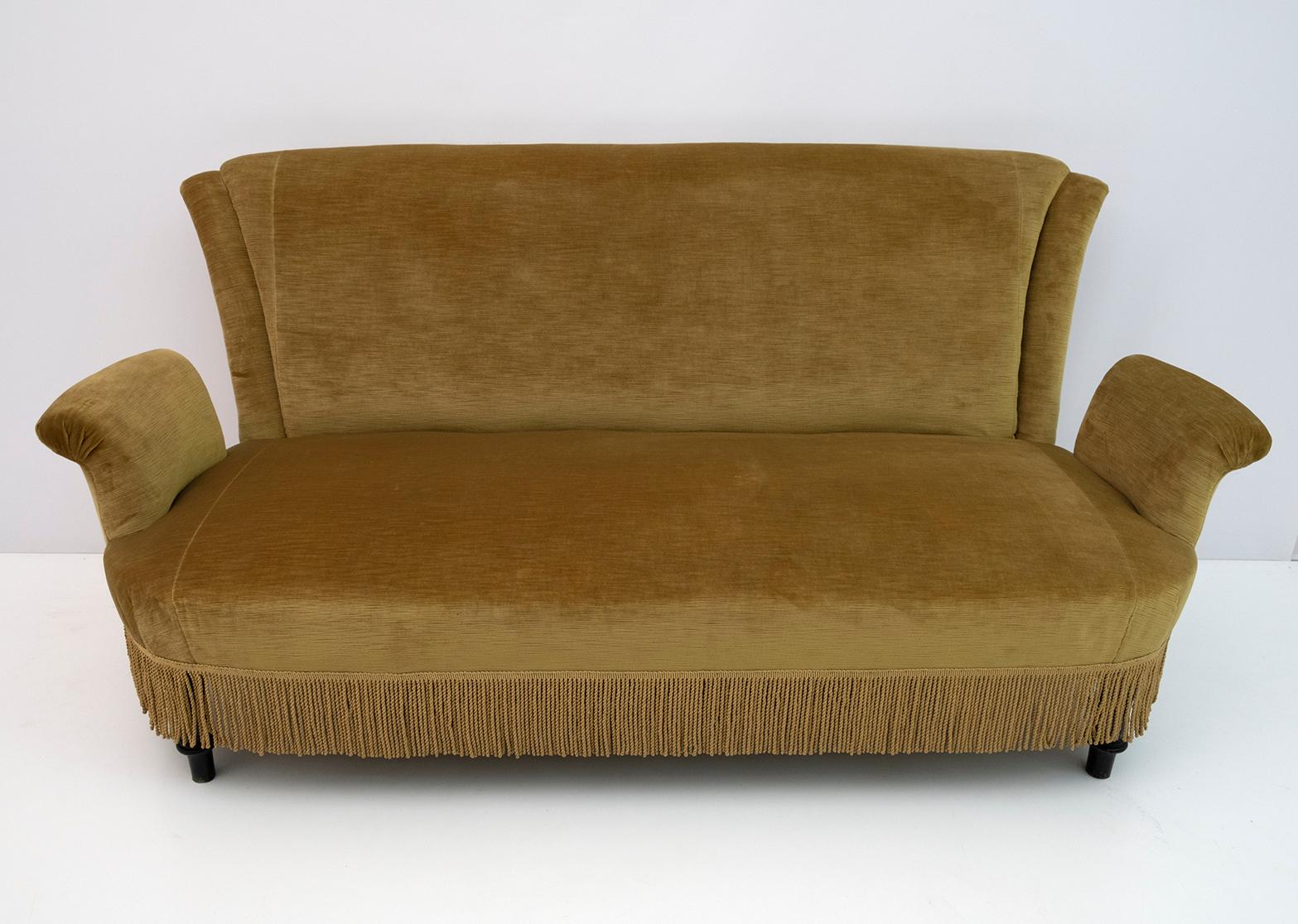 French Rare 19th Century Napoleon III Velvet Sofa For Sale