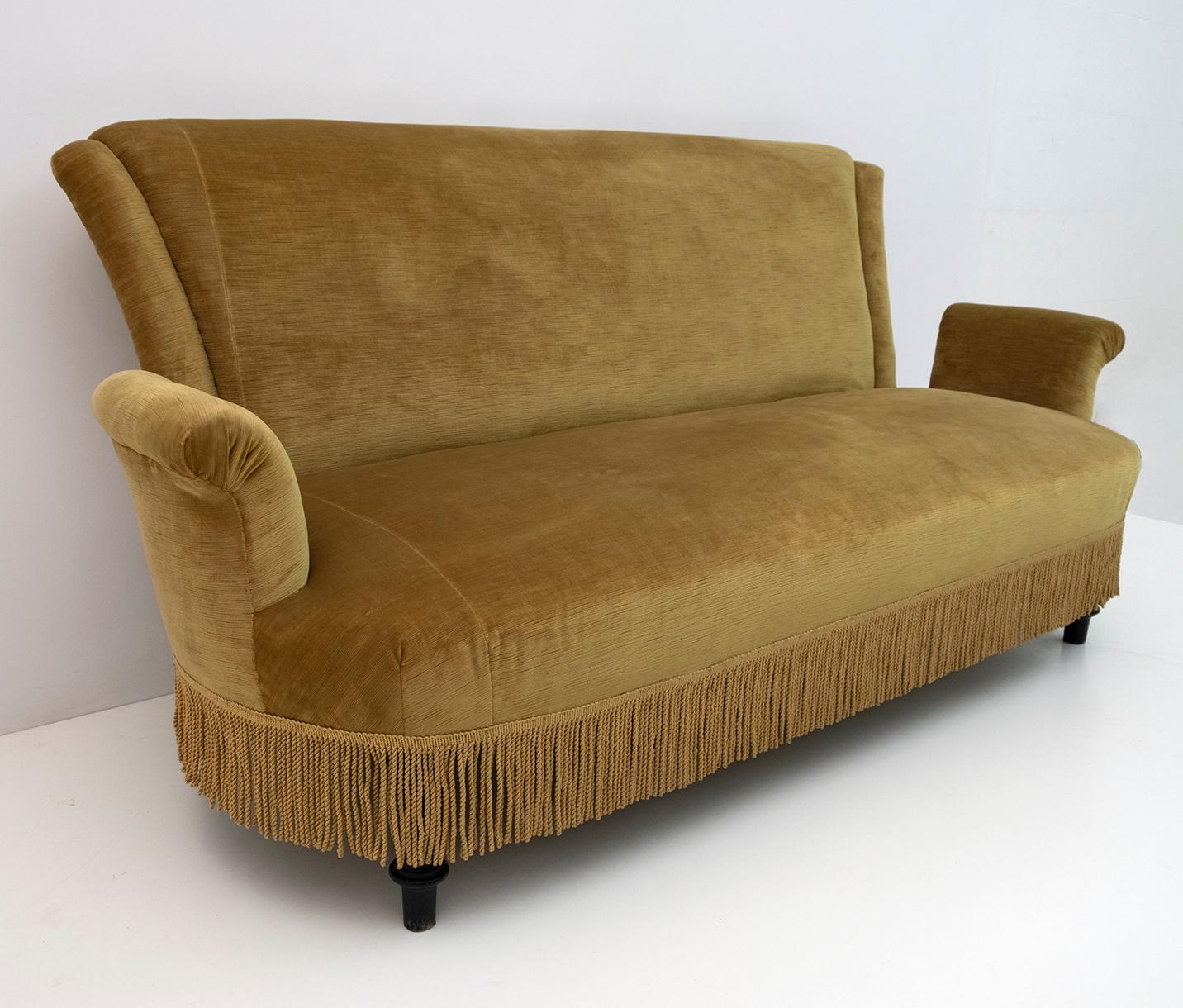Seltenes Samt-Sofa Napoleon III. aus dem 19. Jahrhundert (Spätes 19. Jahrhundert) im Angebot