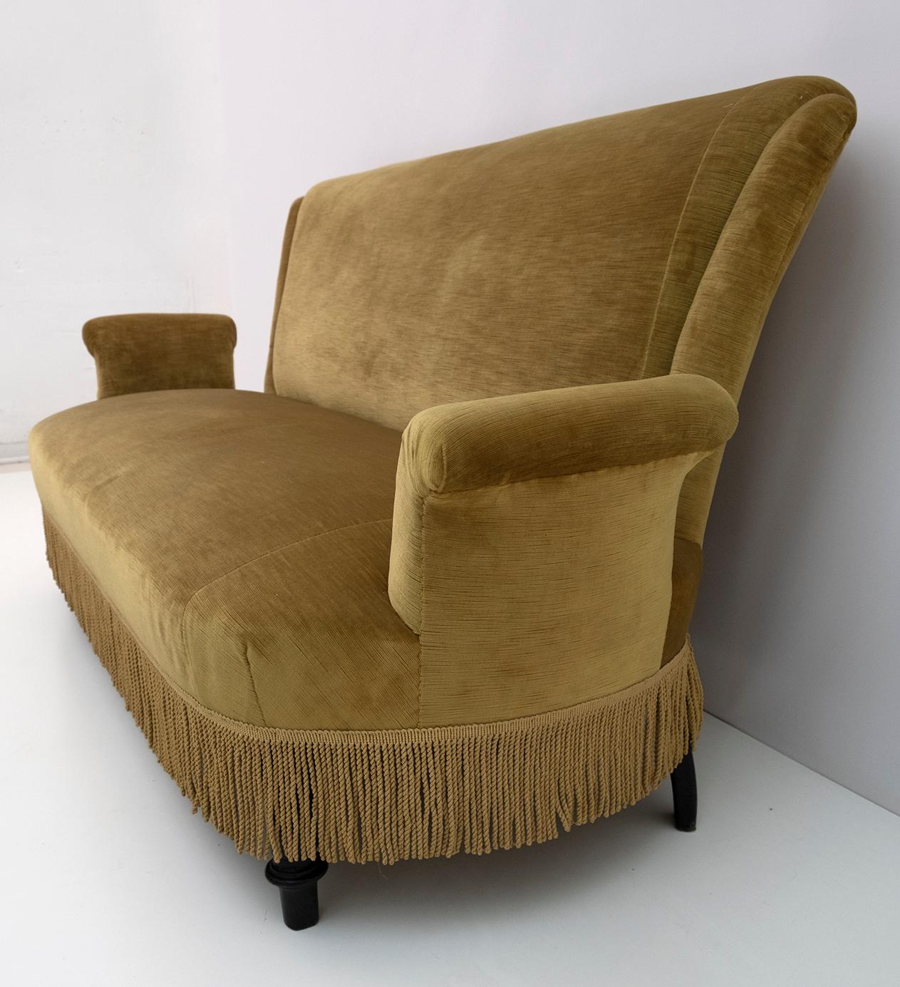 Rare 19th Century Napoleon III Velvet Sofa For Sale 2