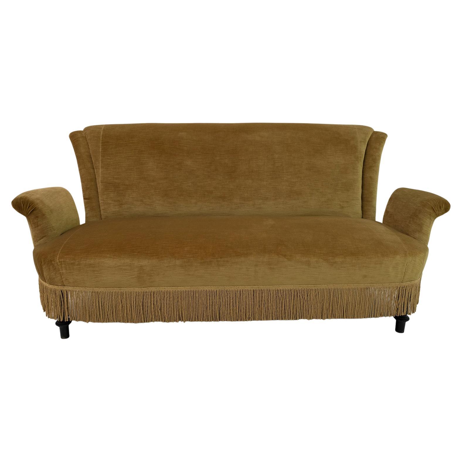 Rare 19th Century Napoleon III Velvet Sofa For Sale