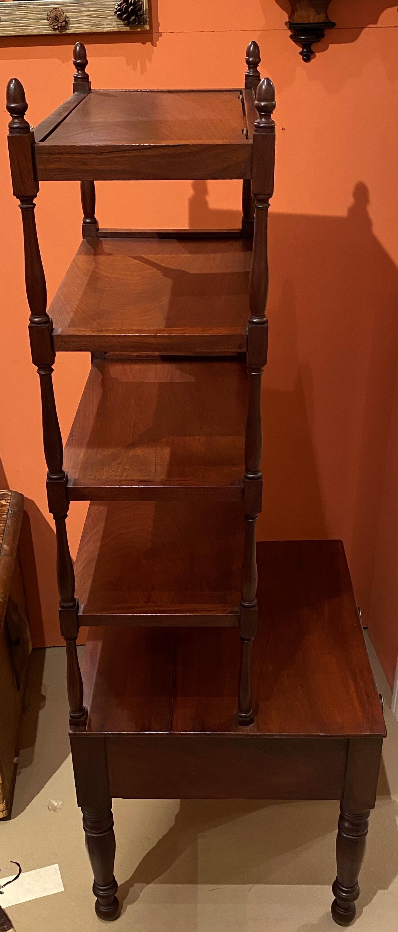 Brass Rare 19th Century New York Mahogany One-Drawer Étagère with Four Shelves For Sale