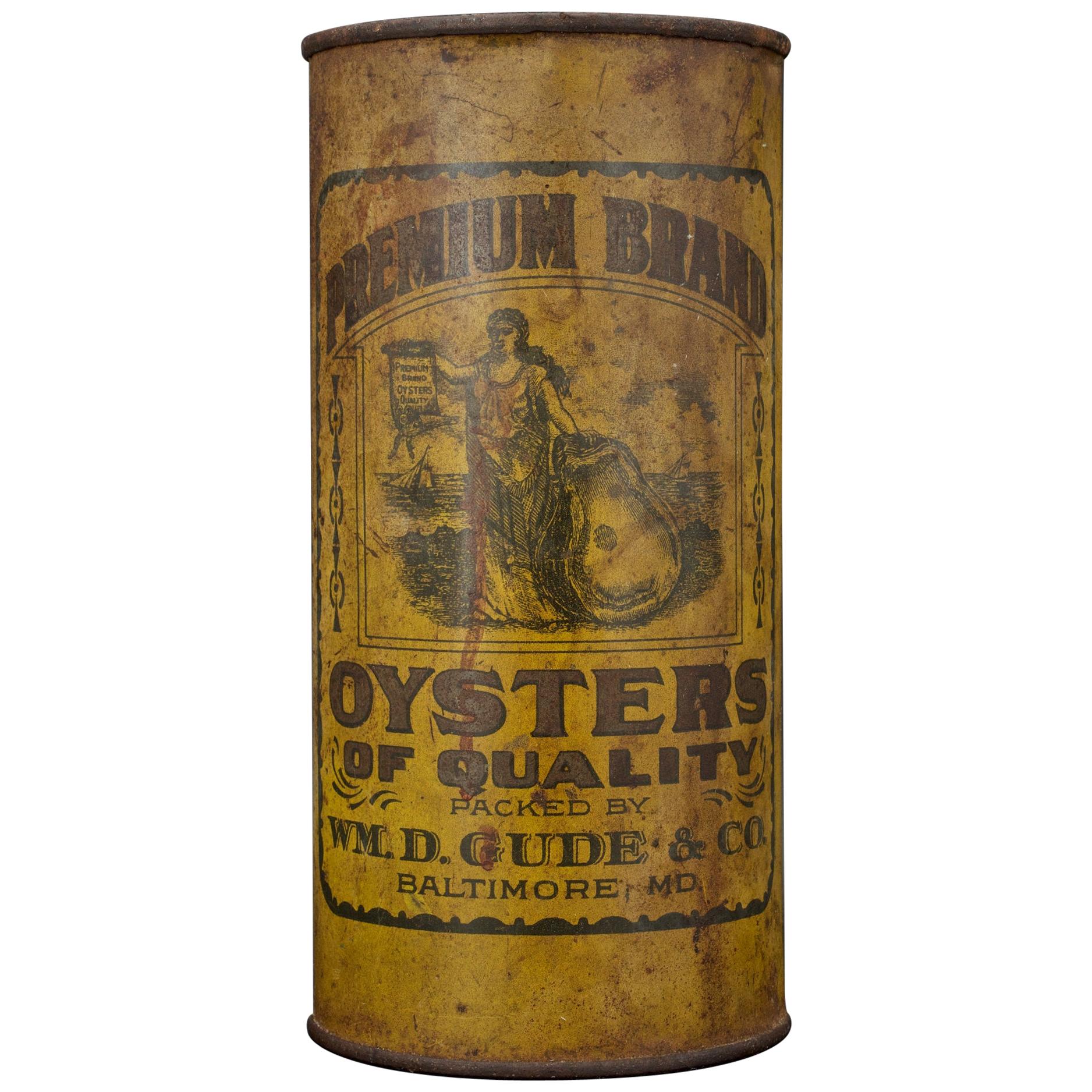 Rare 19th Century Oyster Can WM.D. Gude & Company Quart Baltimore Chesapeake Bay