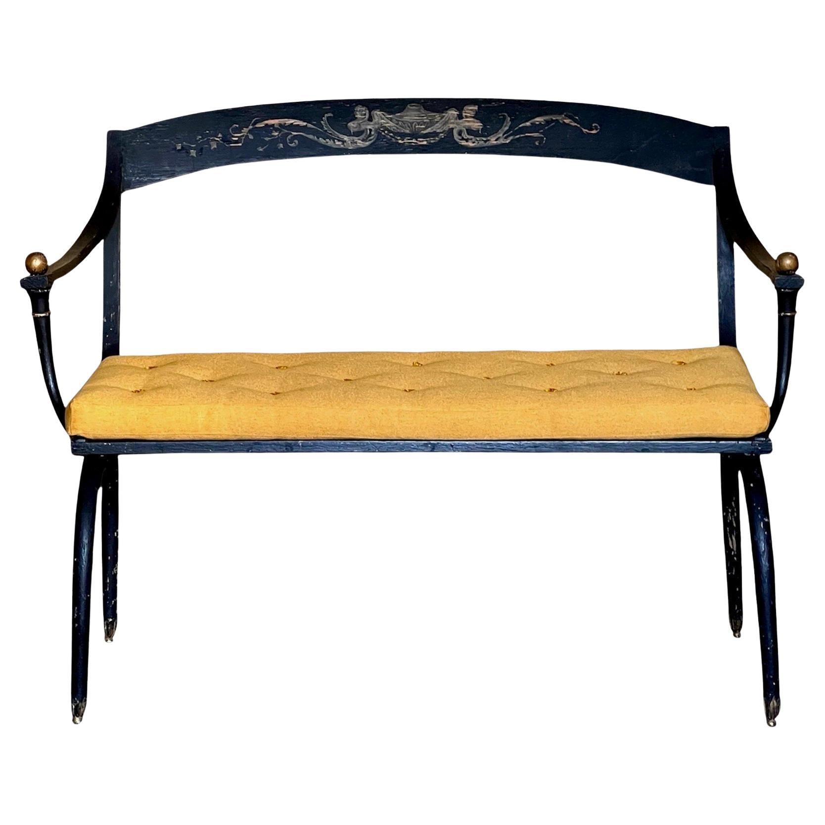 Rare 19th Century Painted Bench or Settee, ex-Madeleine Castaing, after Chapuis For Sale