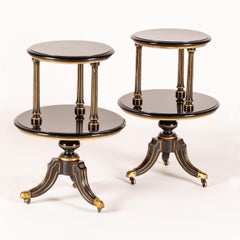 Rare 19th Century Pair of Black Lacquered Aesthetic Movement Étagère Tables
