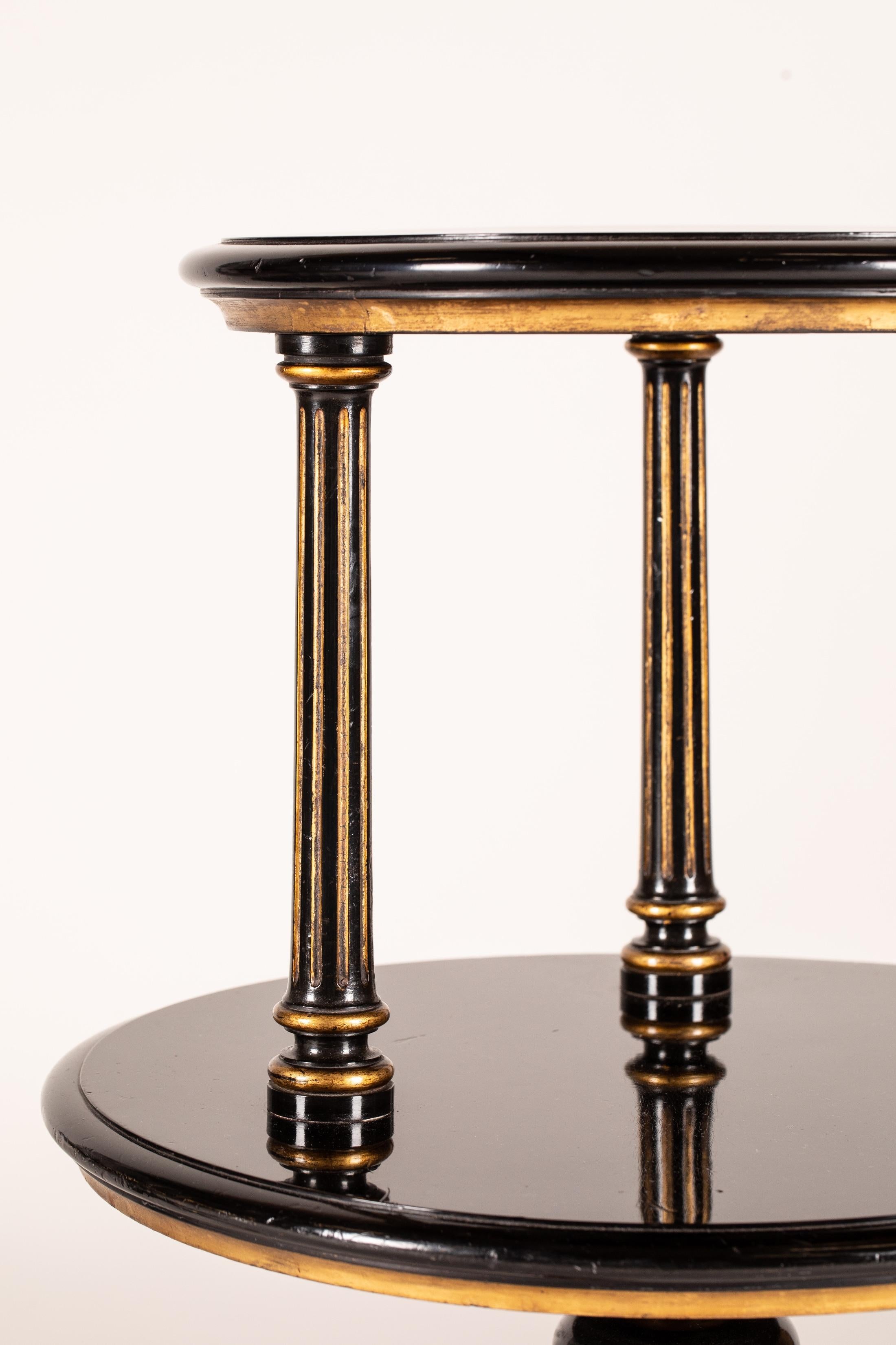 Rare 19th Century Pair of Black Lacquered Aesthetic Movement Étagère Tables For Sale 1