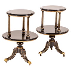 Rare 19th Century Pair of Black Lacquered Aesthetic Movement Étagère Tables