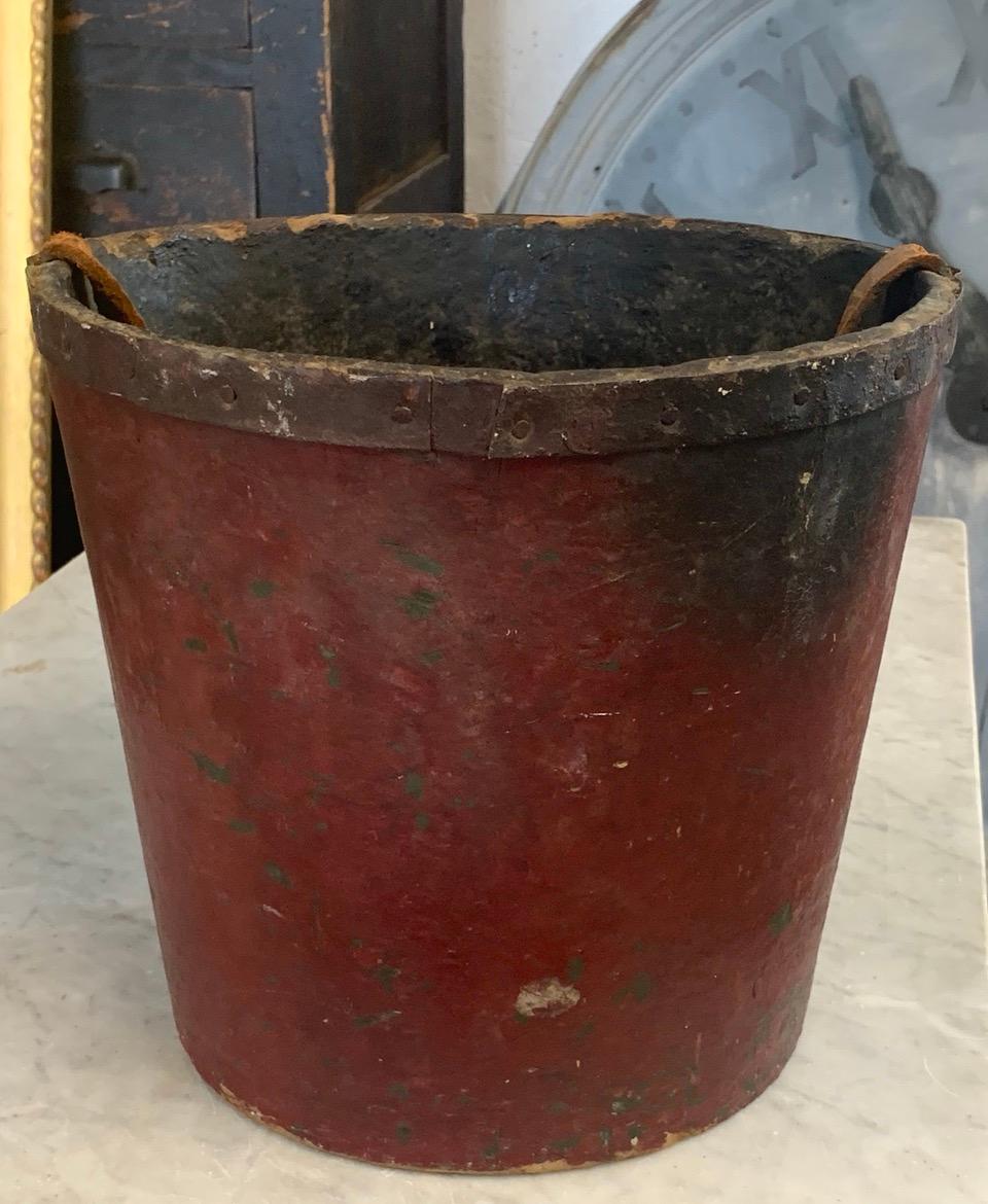 European Rare 19th Century Papier Mache Fire Bucket