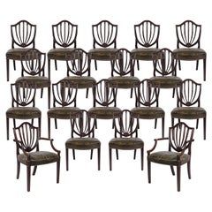 Rare ensemble de 18 chaises de salle à manger en acajou de style géorgien du 19ème siècle