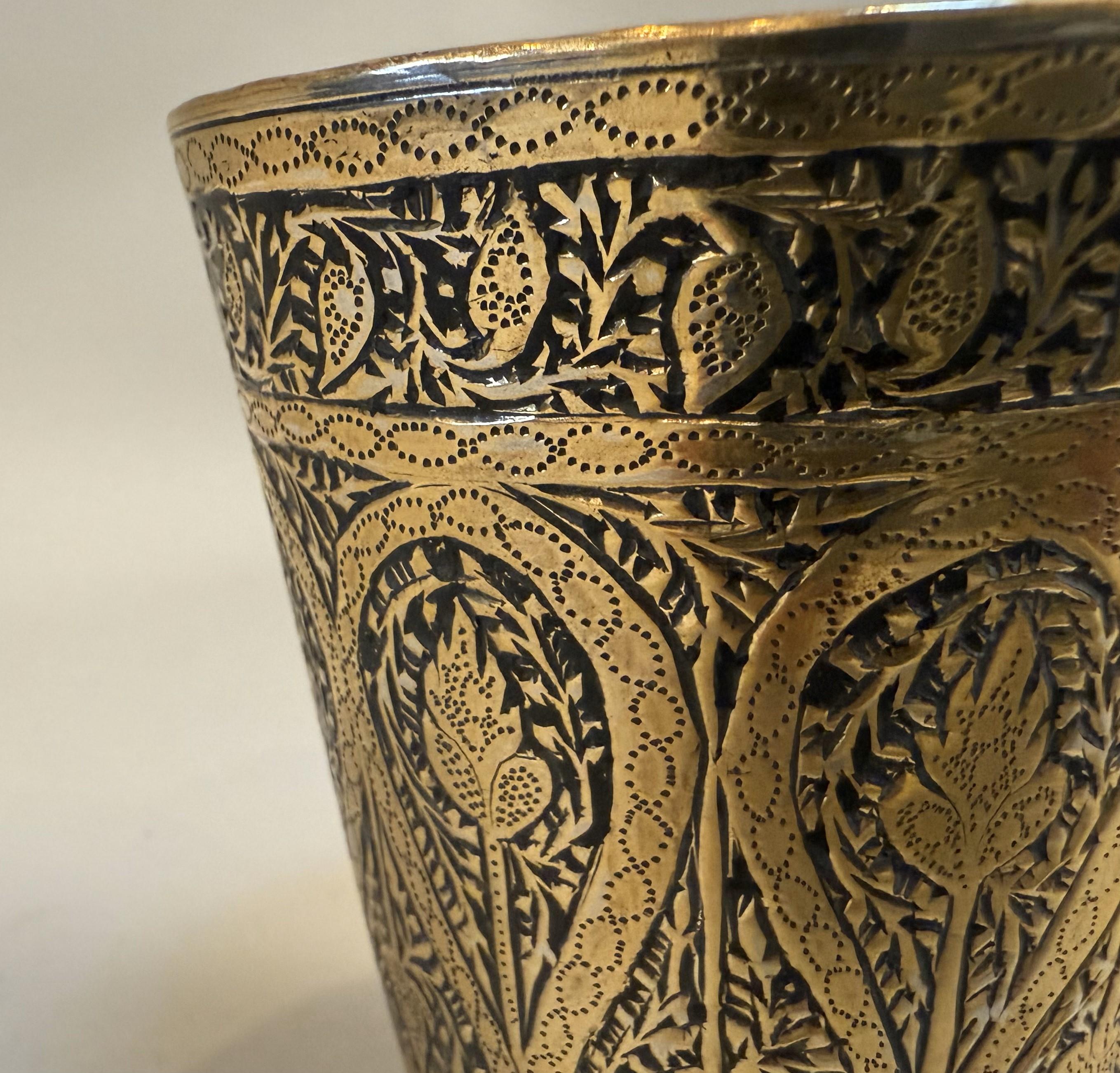 Metal Rare 19th Century Persian Brass Cup For Sale