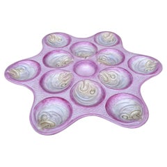 Rare 19th Century Pink Majolica Oyster Fish Heads Plate Wedgwood